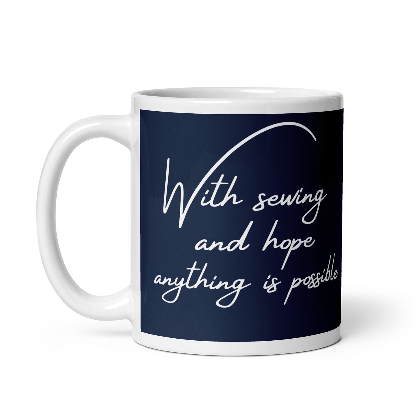 Sewing And Hope Design Navy Mug