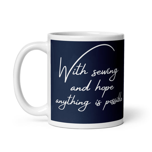 Sewing And Hope Design Navy Mug