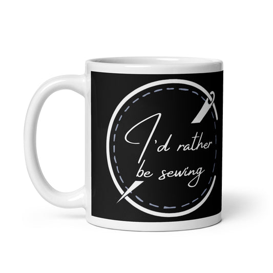 I'd Rather Be Sewing Badge Mug Black