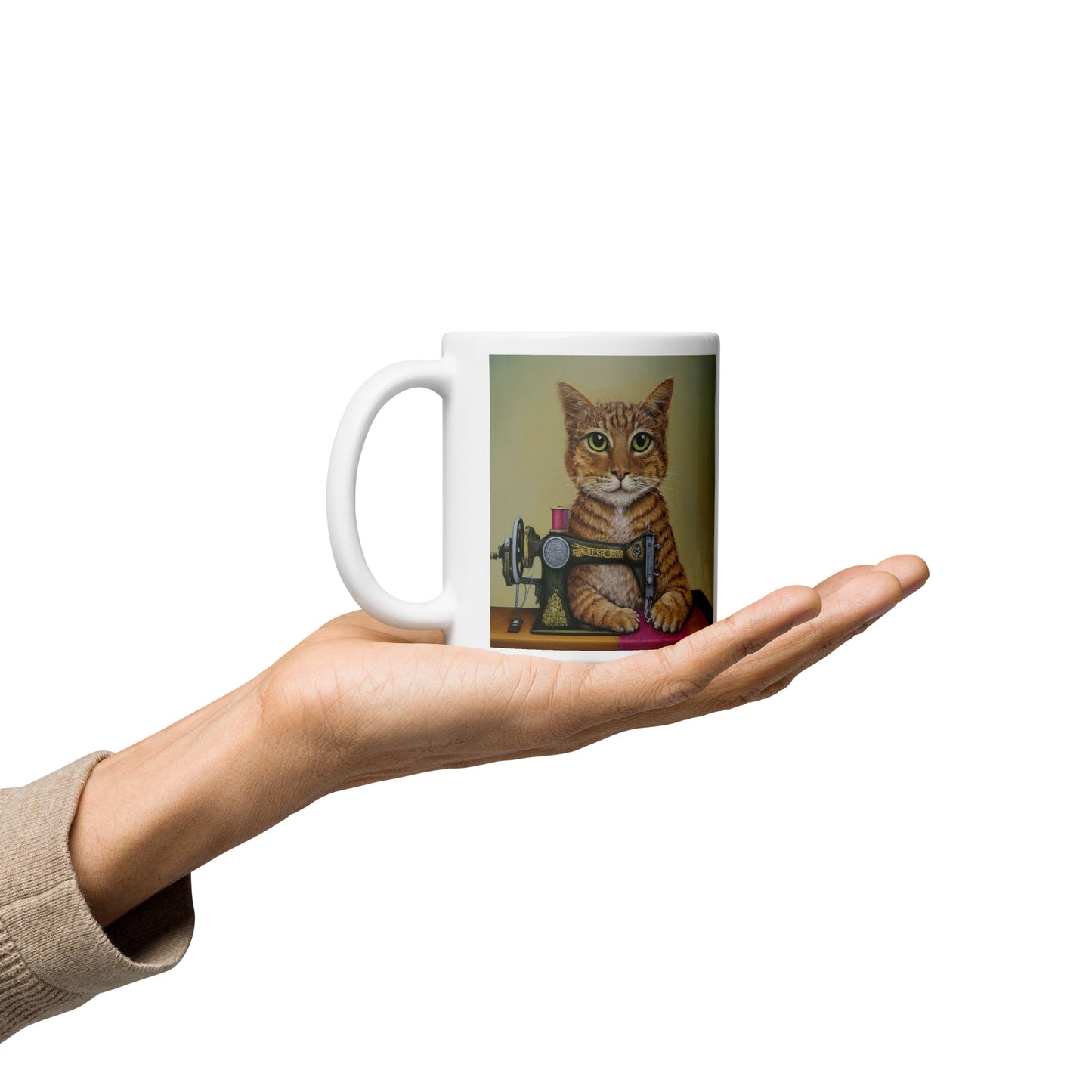 Ginger Sewing Cat Mug