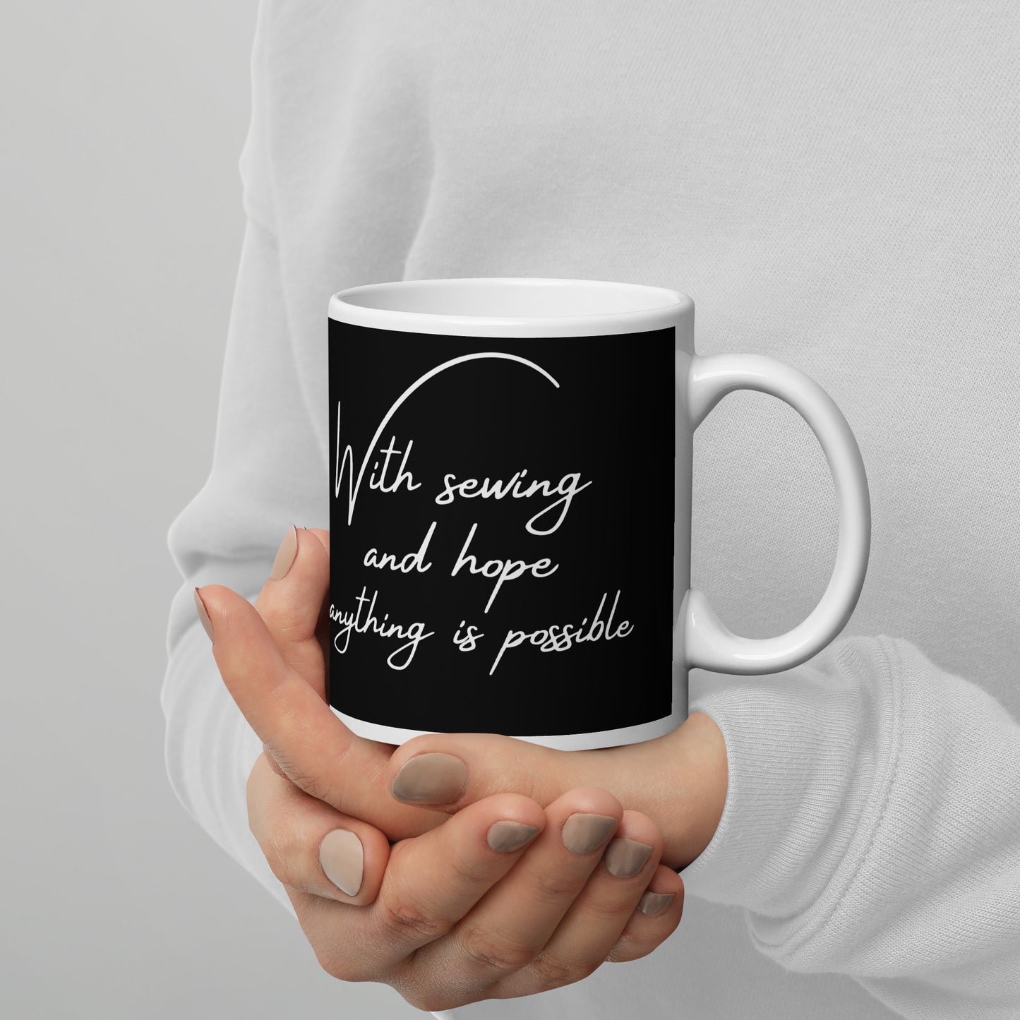 Sewing And Hope Design Black Mug