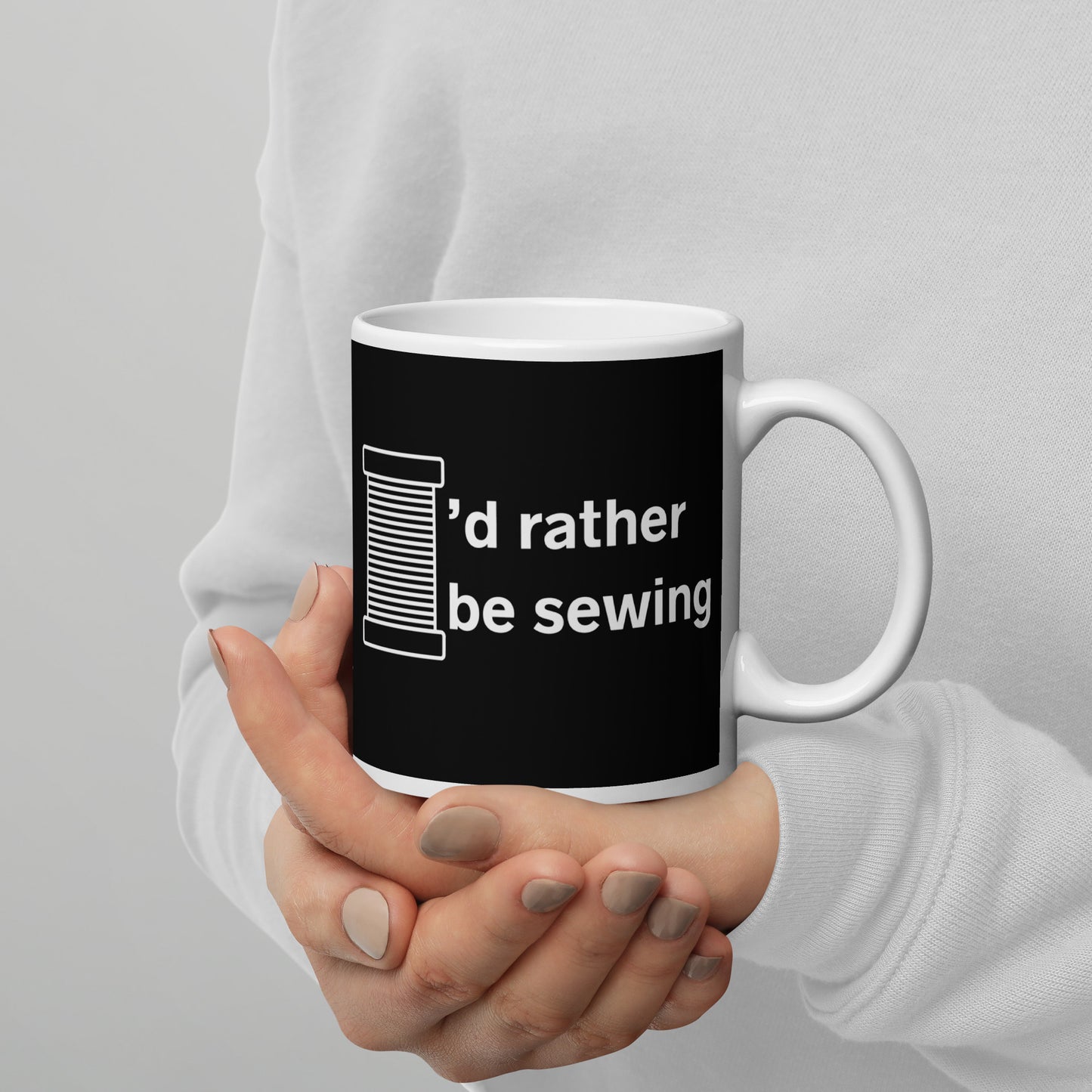 Black Mug with "I'd Rather Be Sewing" Graphic - The Perfect Gift for People who Love to Sew