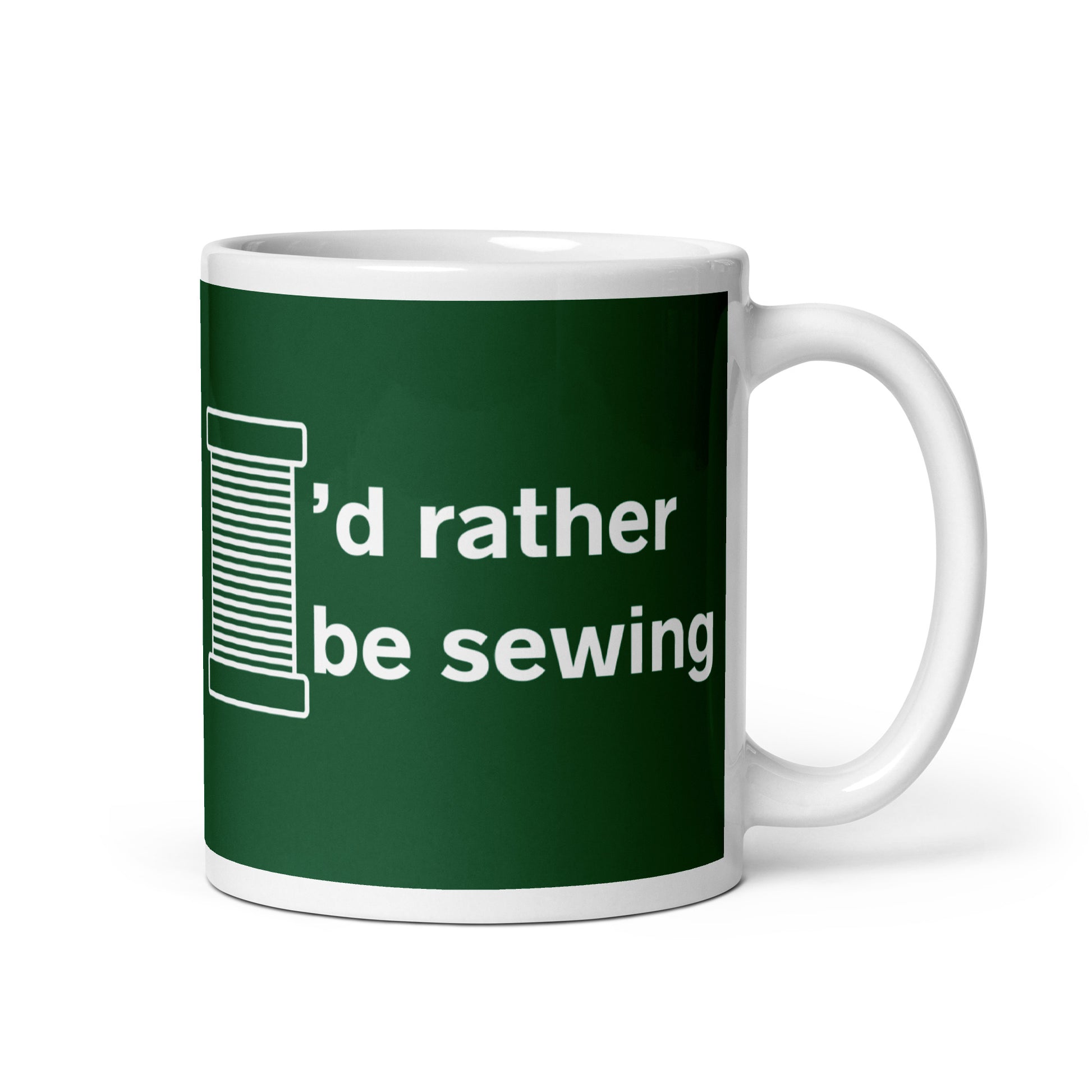 Forest Green Mug with "I'd Rather Be Sewing" Graphic - The Perfect Gift for People who Love to Sew