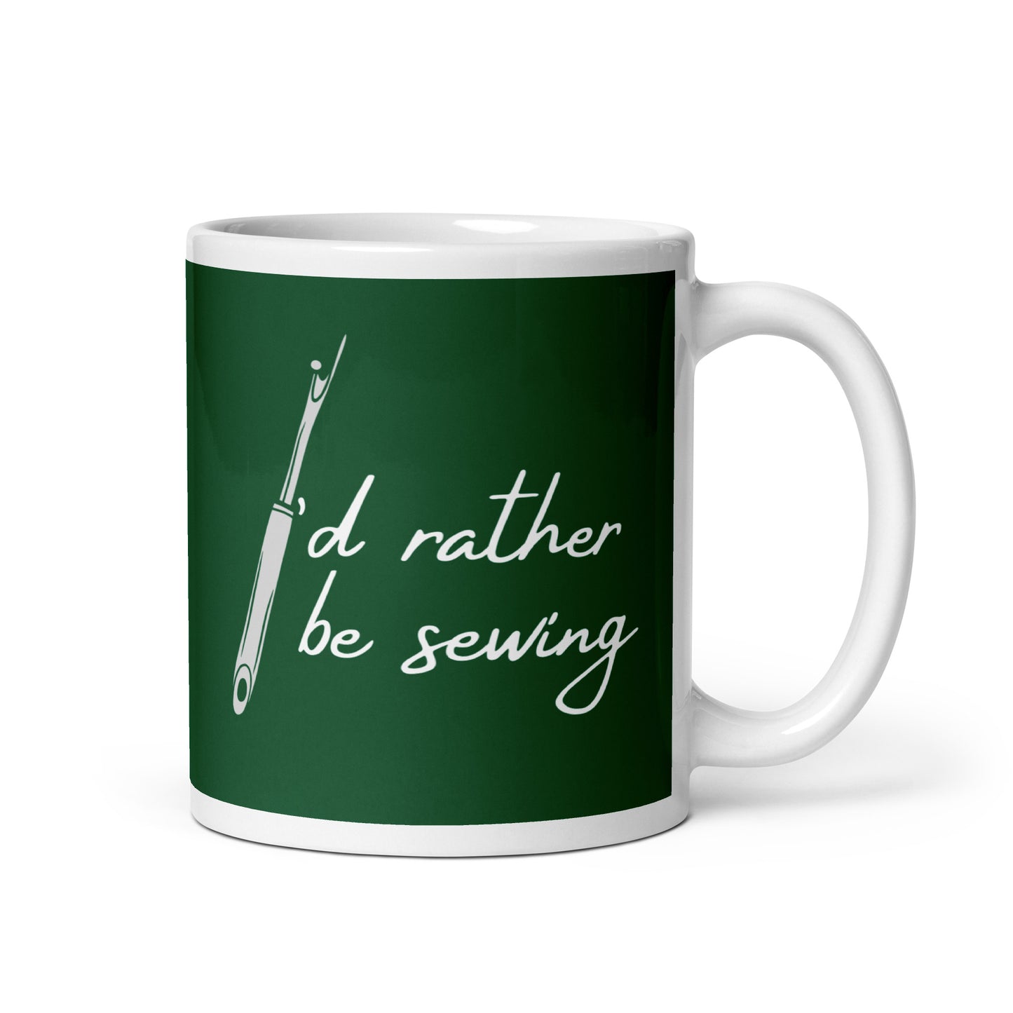 Forst Green Mug with "I'd Rather Be Sewing" Graphic - The Perfect Gift for People who Love to Sew