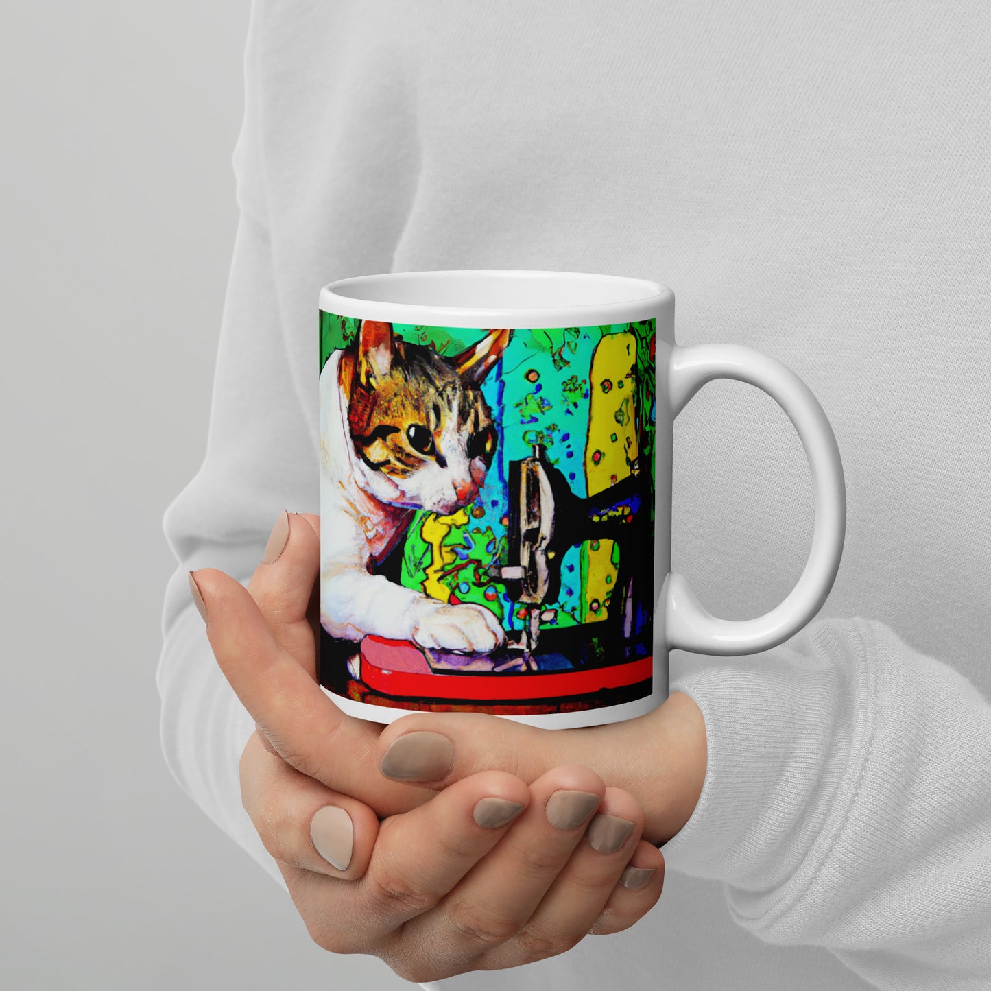 Sewing Cat 22 Graphic Glossy Mug