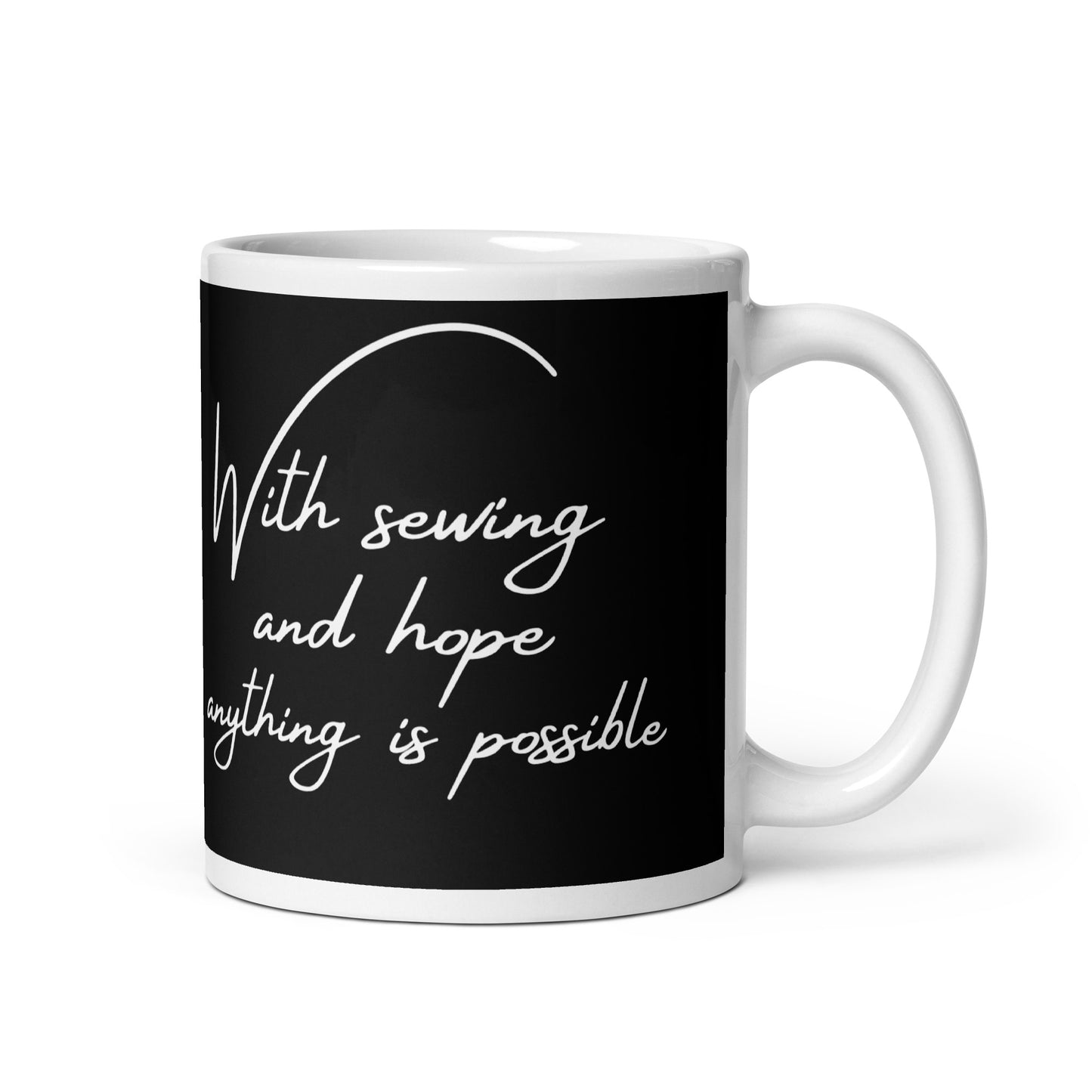 Sewing And Hope Design Black Mug