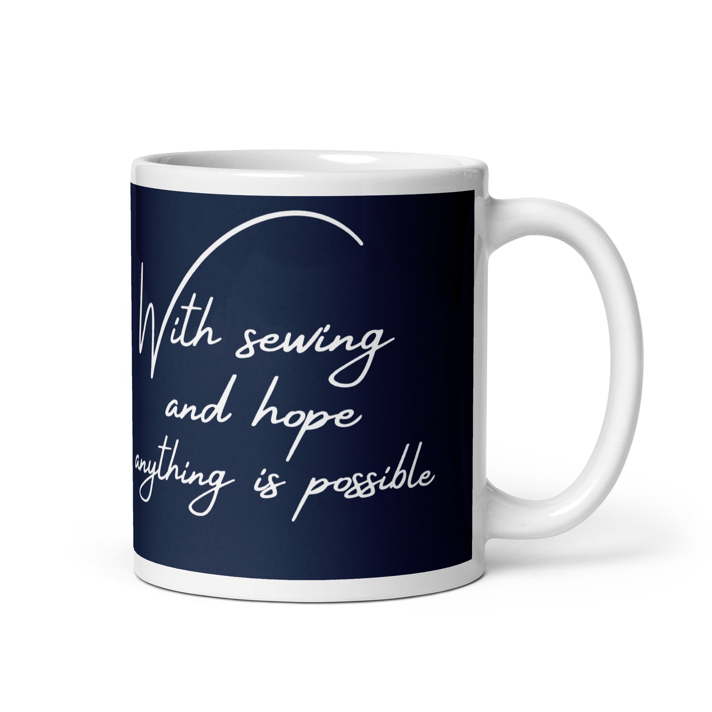 Sewing And Hope Design Navy Mug