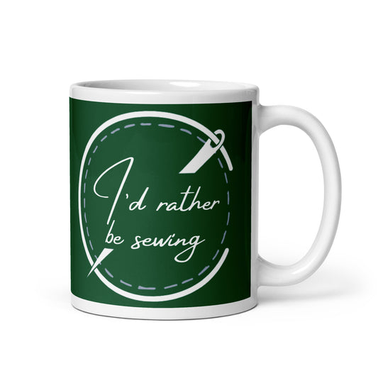 I'd Rather be Sewing Badge Mug Forest Green