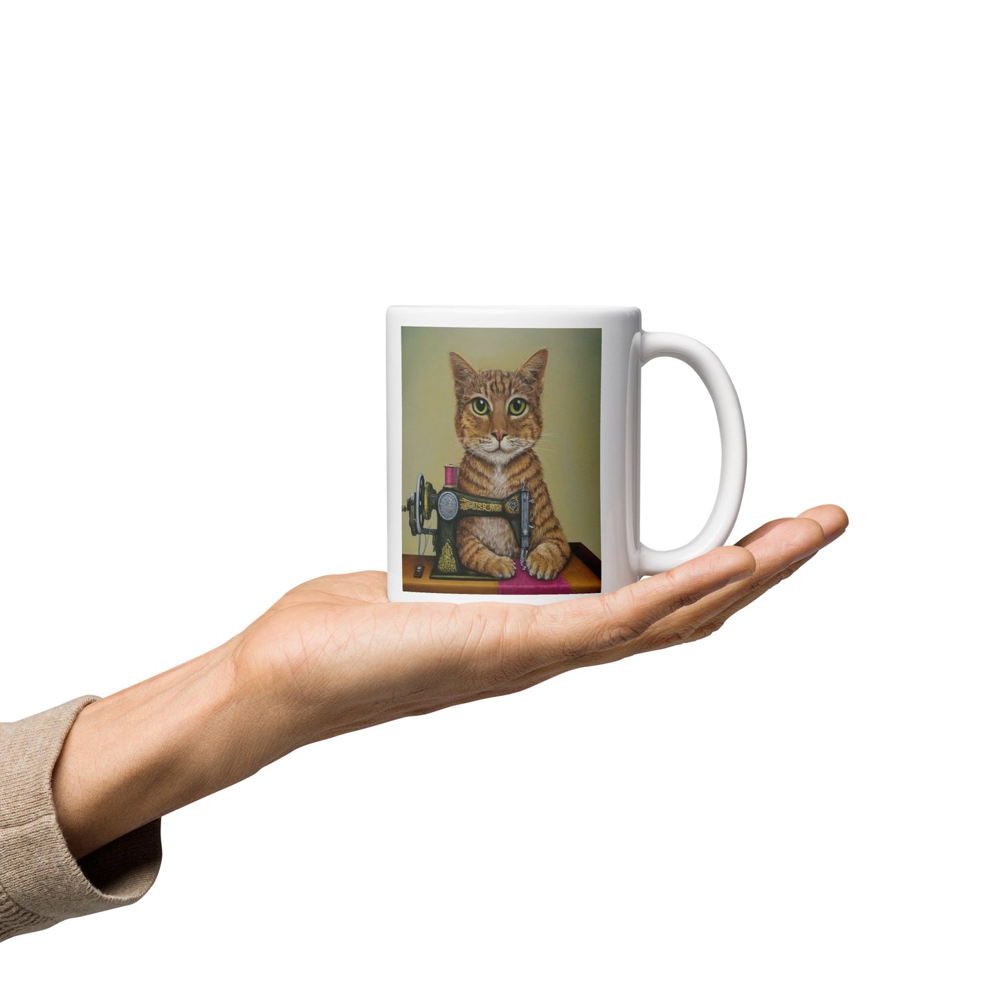 Ginger Sewing Cat Mug