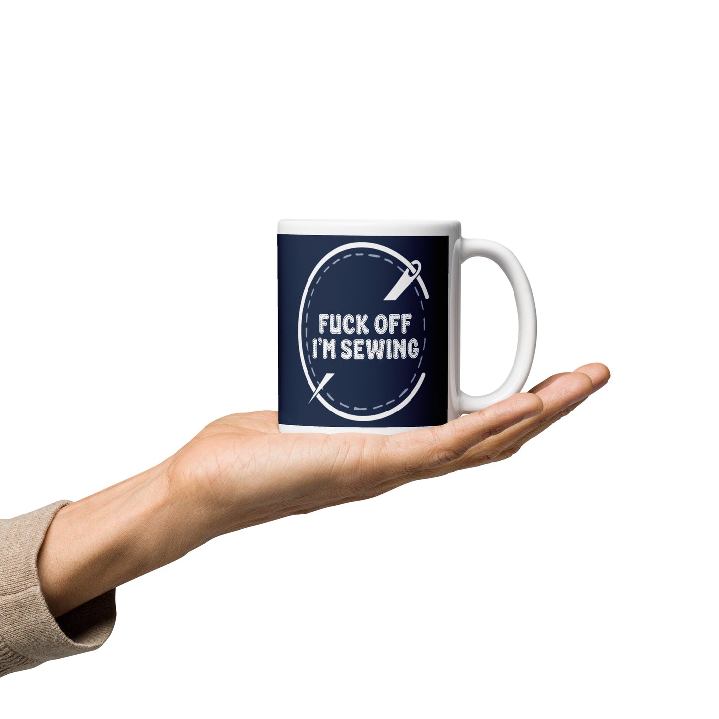 NSFW F*#@k Off I'm Sewing White Glossy Mug
