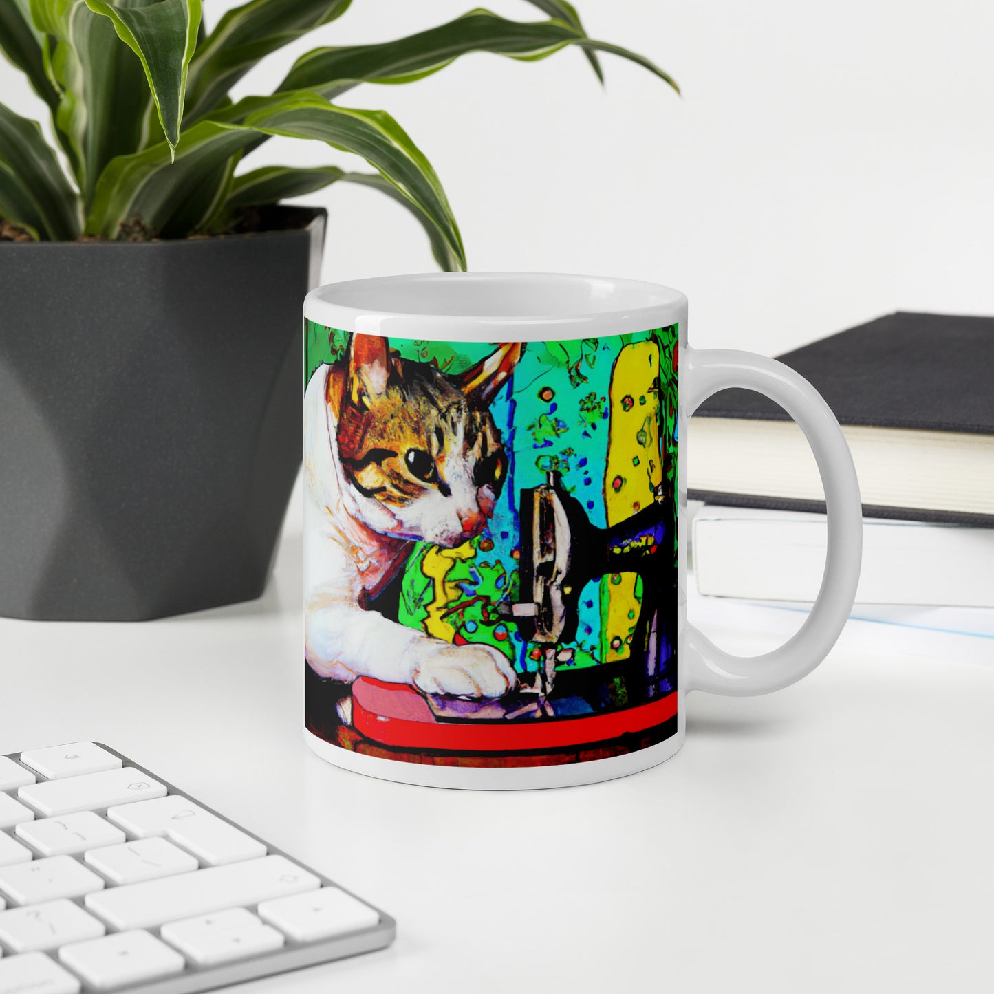 Sewing Cat 22 Graphic Glossy Mug