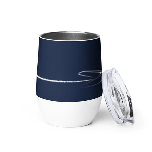 Navy Wine Tumbler with "Geometric Scissor" Graphic - The Perfect Gift for People who Love to Sew