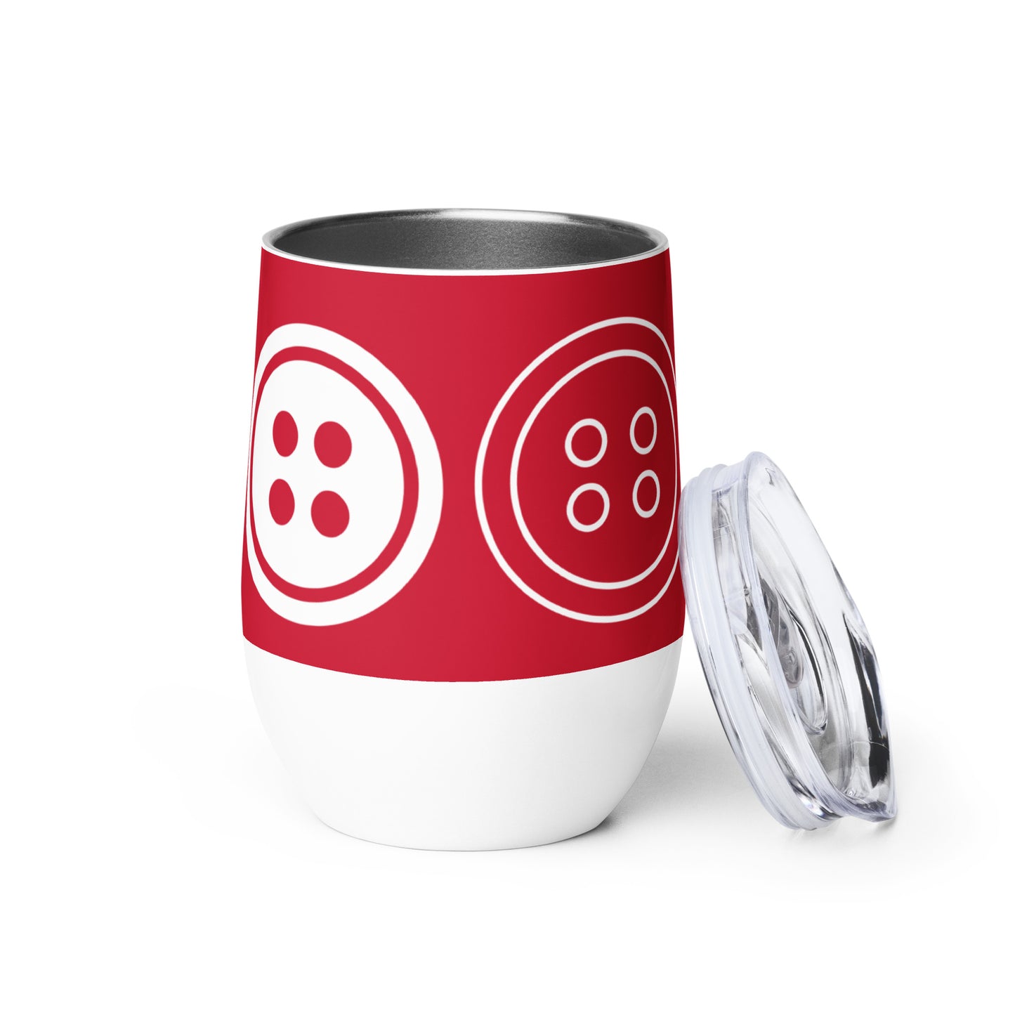 Red Wine Tumbler with "Big Buttons" Graphic - The Perfect Gift for People who Love to Sew