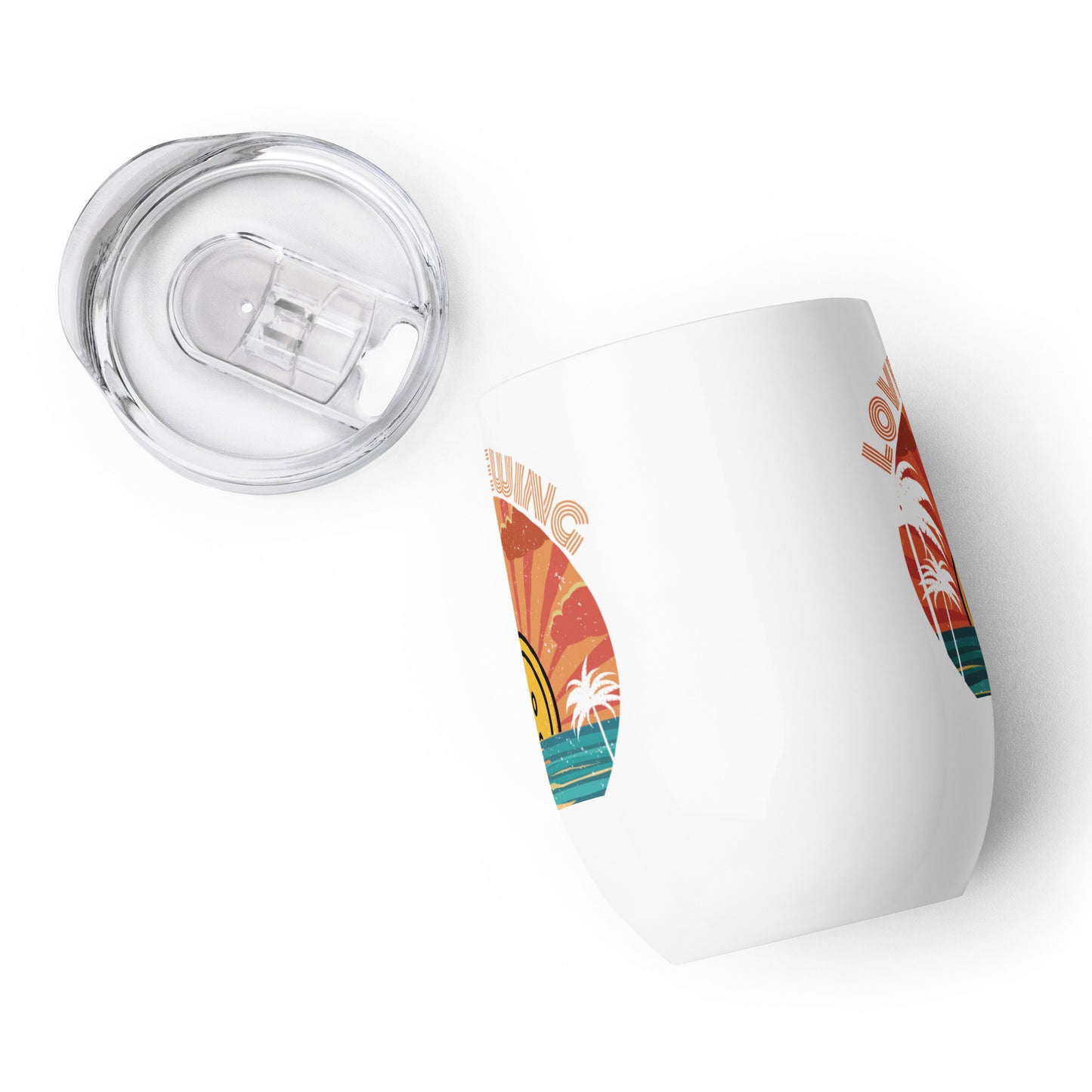 Wine Tumbler with "Tropical Love Sewing" design - The Perfect Gift for People who Love to Sew