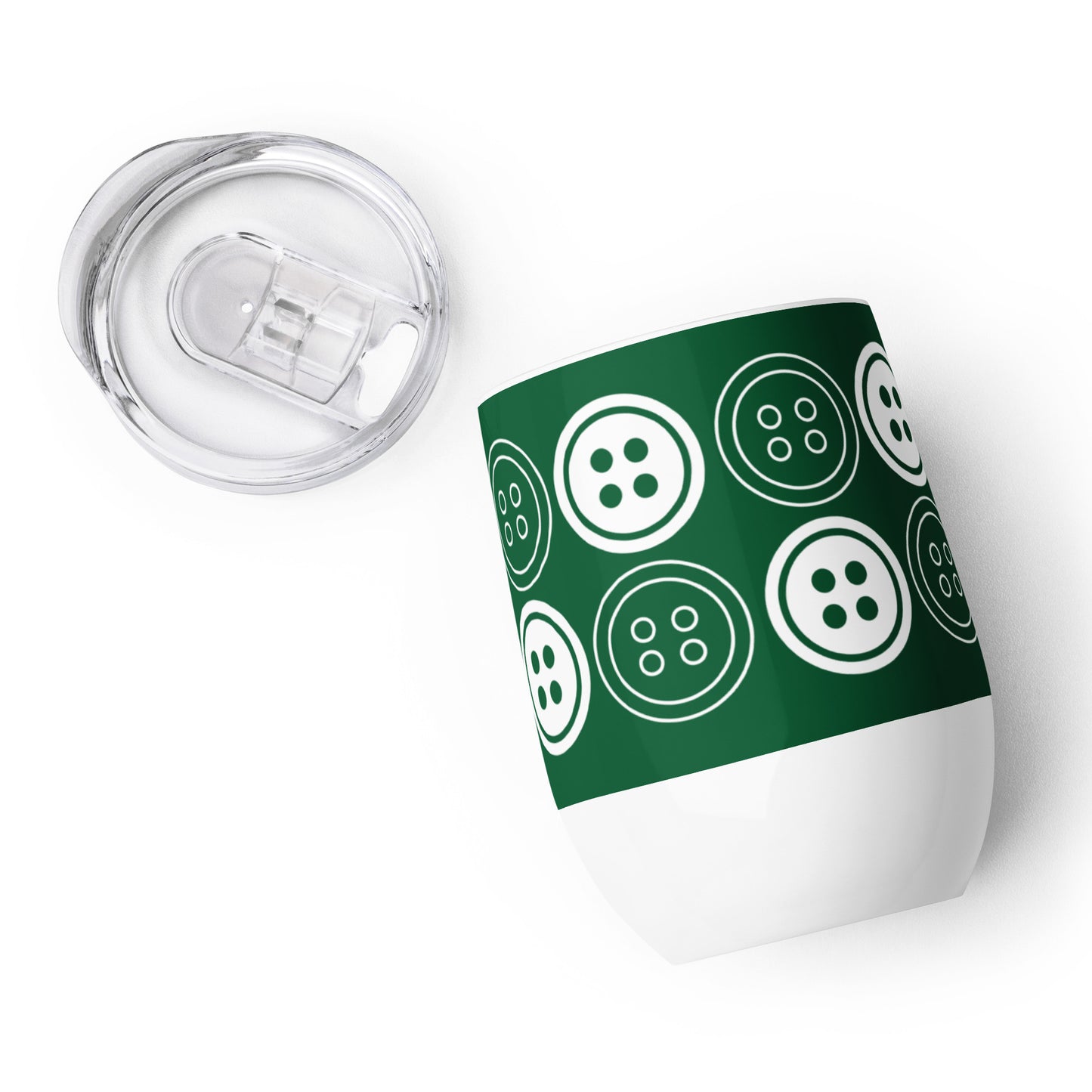 Buttons Design Green Wine Tumbler