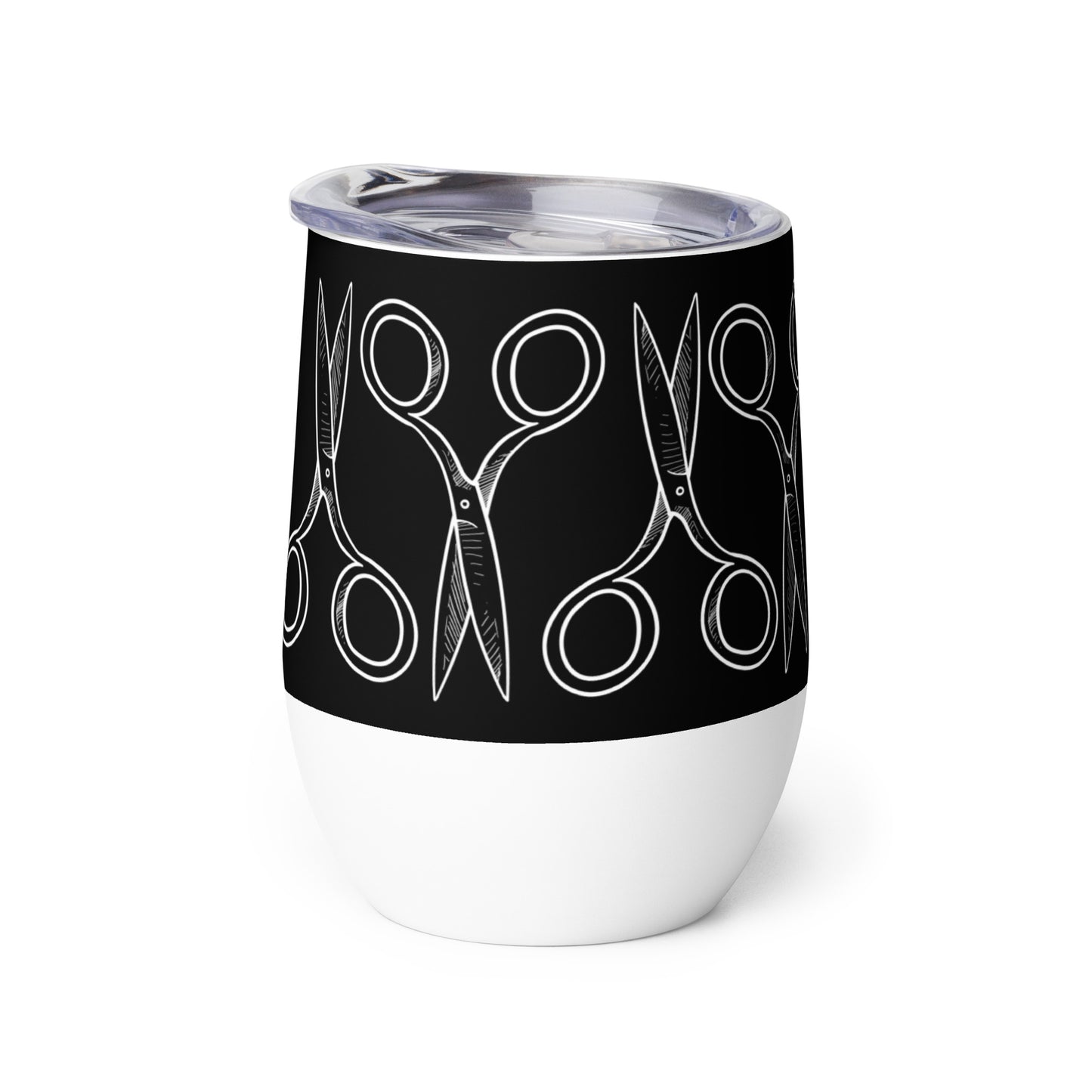 Black Wine Tumbler with "Bold Scissor" Graphic - The Perfect Gift for People who Love to Sew