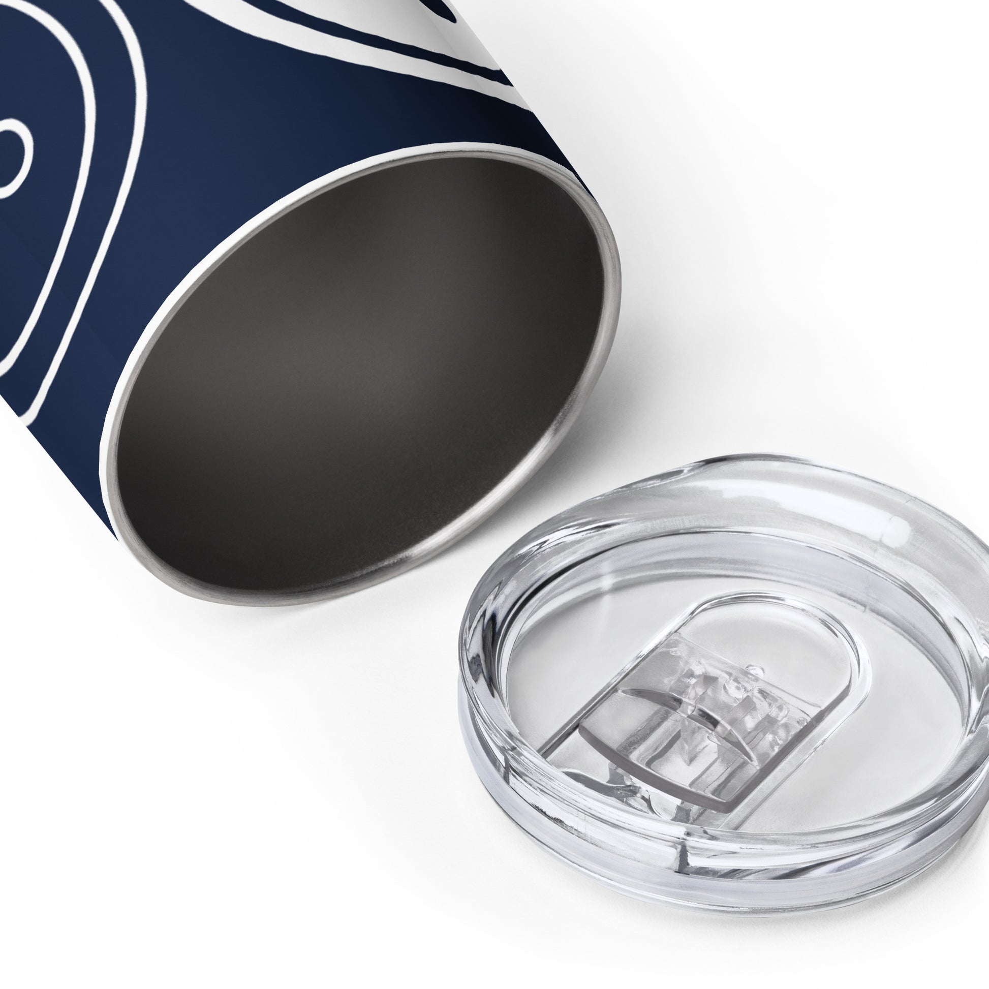 Navy Wine Tumbler with "Big Buttons" Graphic - The Perfect Gift for People who Love to Sew