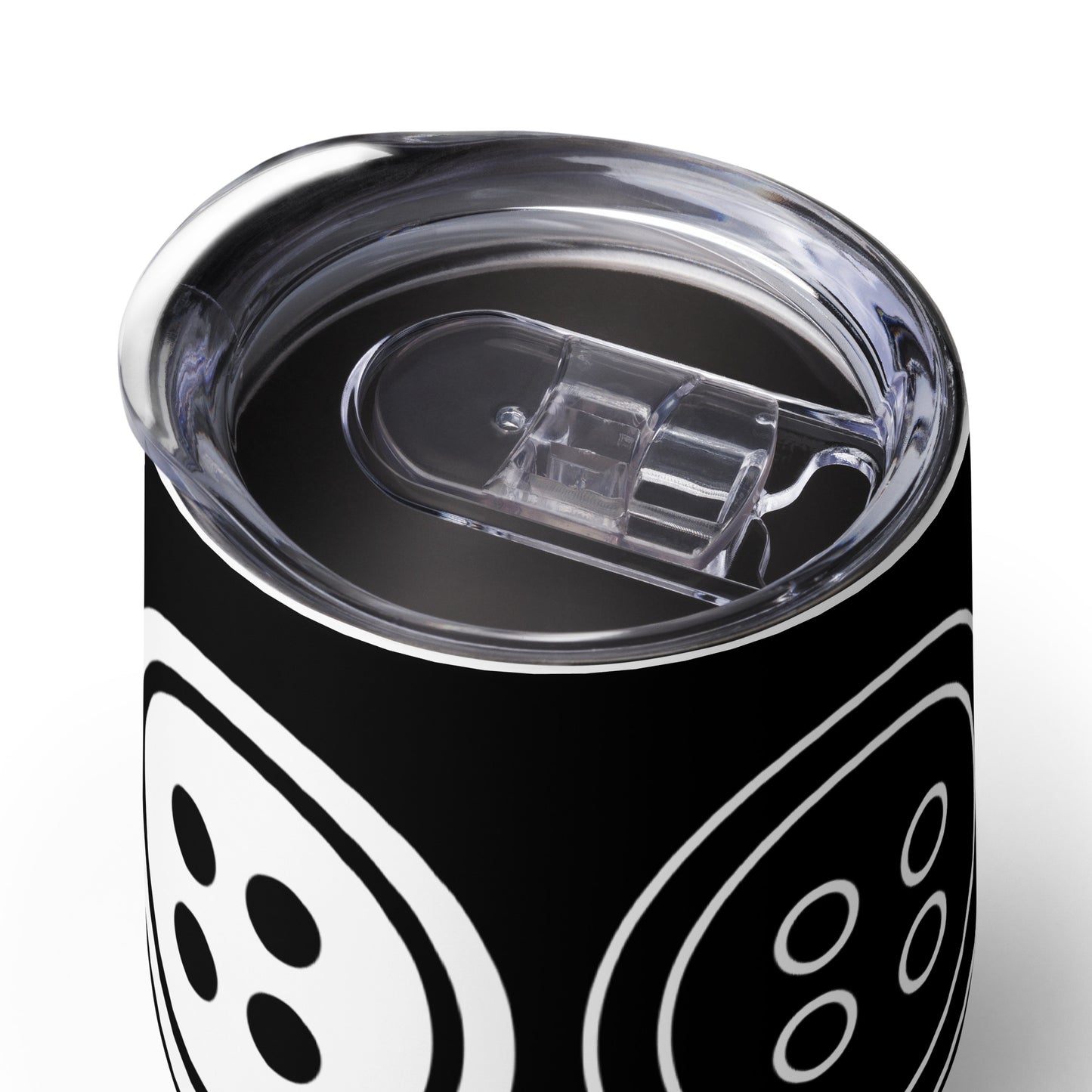 Black Wine Tumbler with "Big Buttons" Graphic - The Perfect Gift for People who Love to Sew