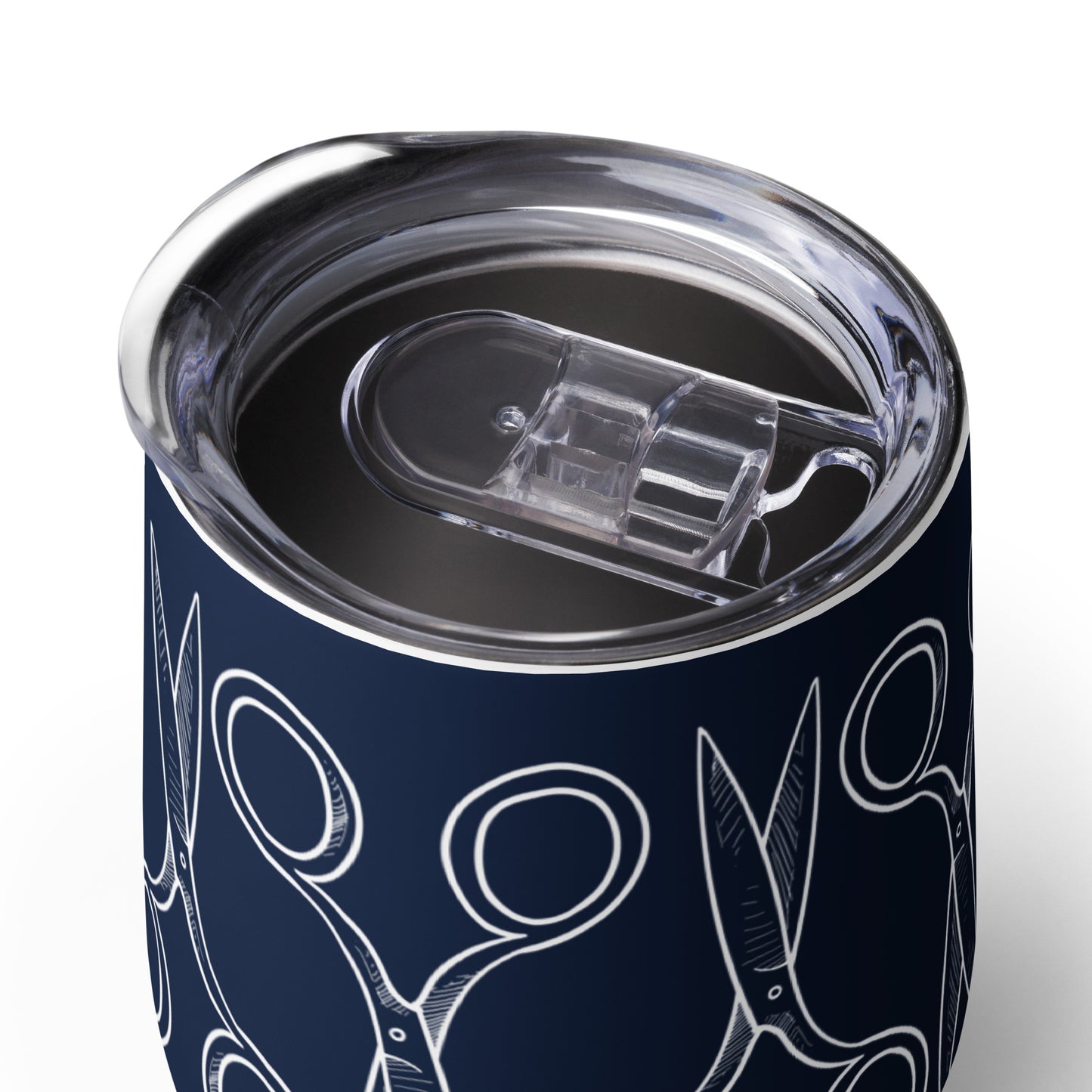 Navy Wine Tumbler with "Bold Scissor" Graphic - The Perfect Gift for People who Love to Sew