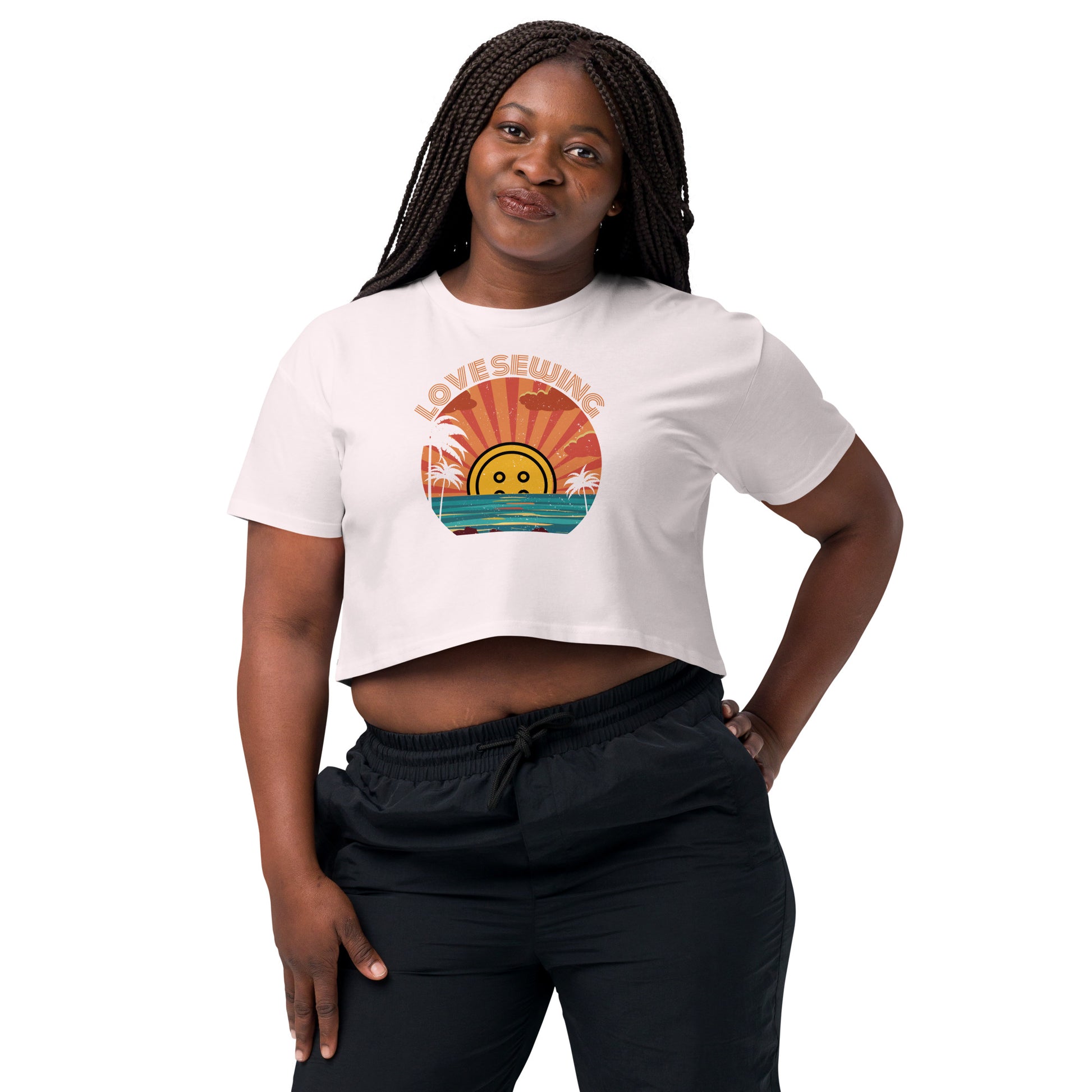 Orchid Crop top with "Tropical Love Sewing" design – The Perfect Gift for People who Love to Sew