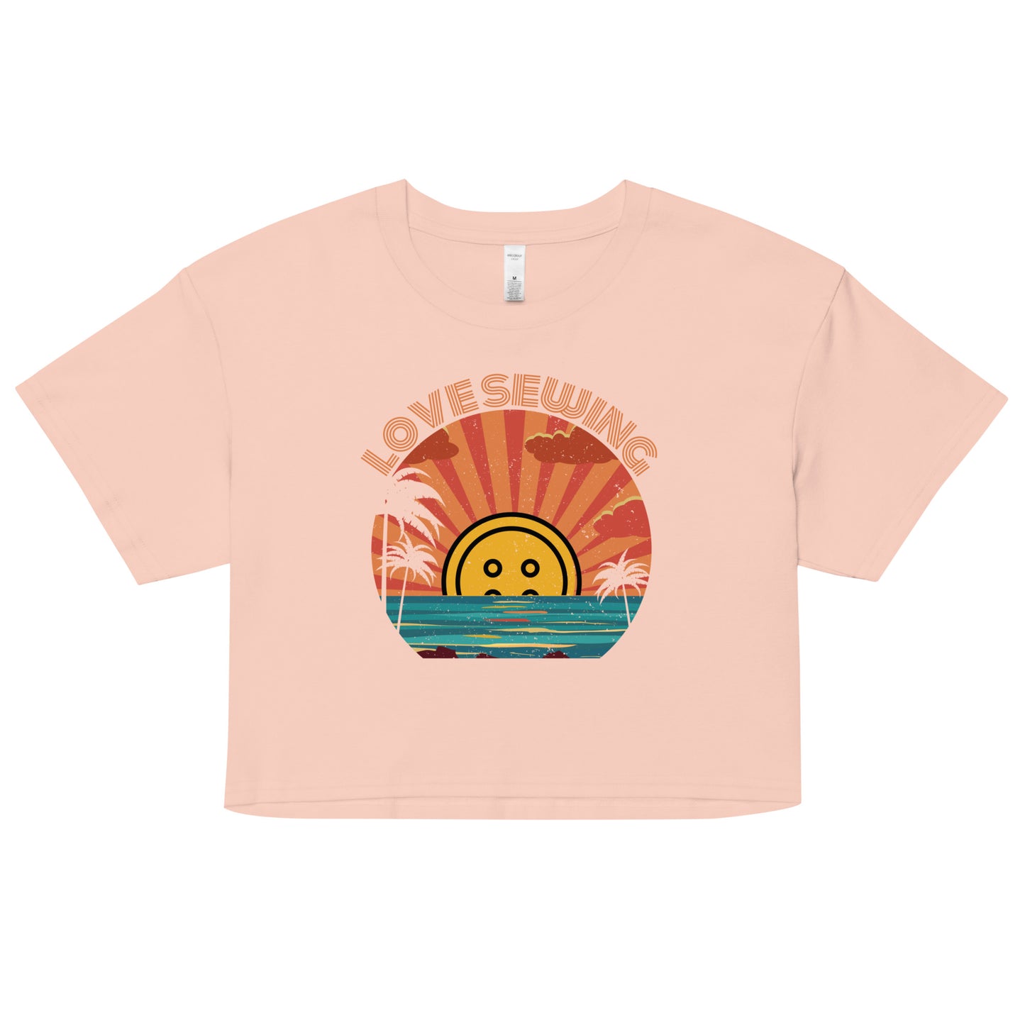 Pale Pink Crop top with "Tropical Love Sewing" design – The Perfect Gift for People who Love to Sew