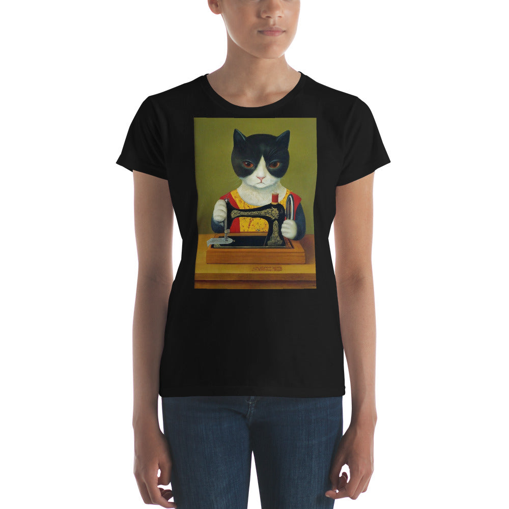 Women's T-shirt with "Sewing Cat" design – The Perfect Gift for People who Love to Sew