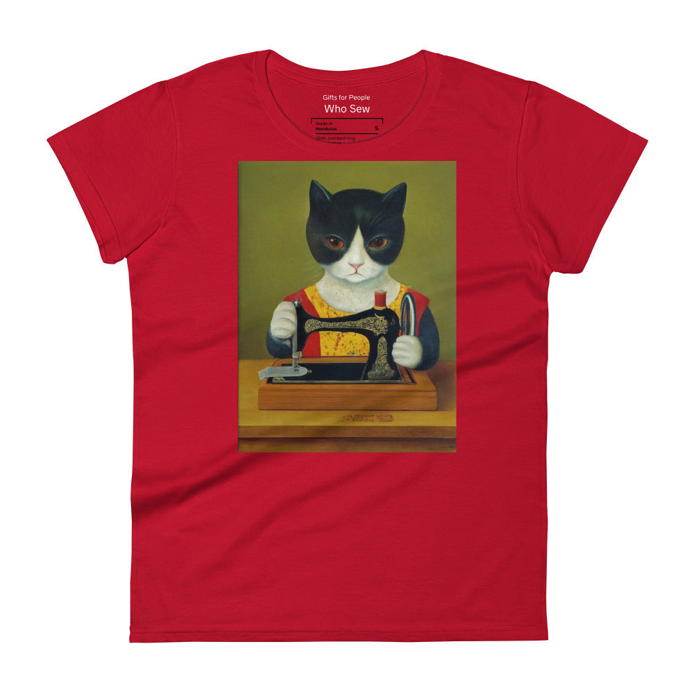 Women's T-shirt with "Sewing Cat" design – The Perfect Gift for People who Love to Sew