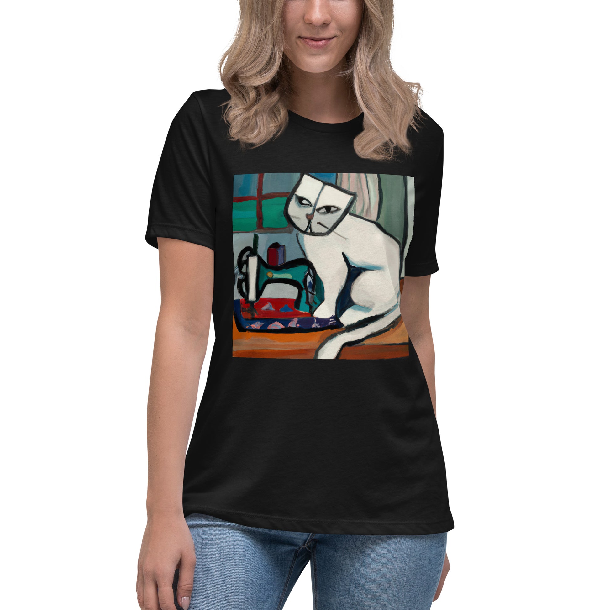 Women's T-shirt with "Sewing Cat" design – The Perfect Gift for People who Love to Sew