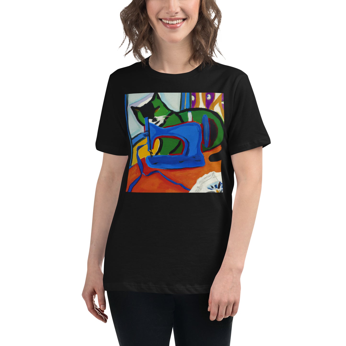 Women's T-shirt with "Sewing Cat" design – The Perfect Gift for People who Love to Sew