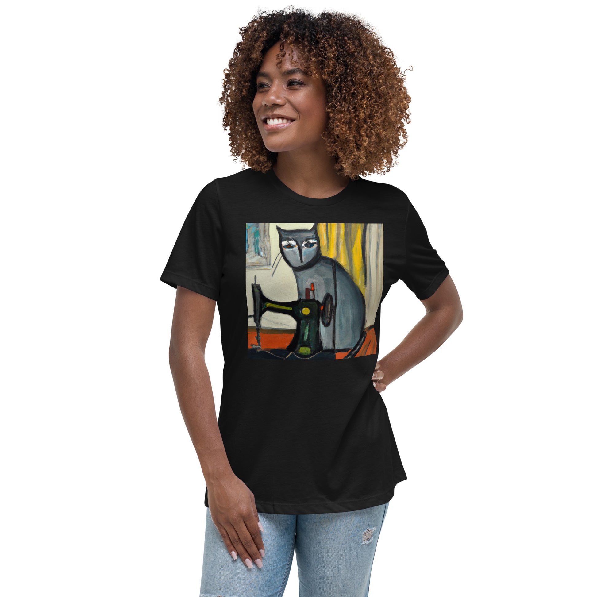 Women's T-shirt with "Sewing Cat" design – The Perfect Gift for People who Love to Sew