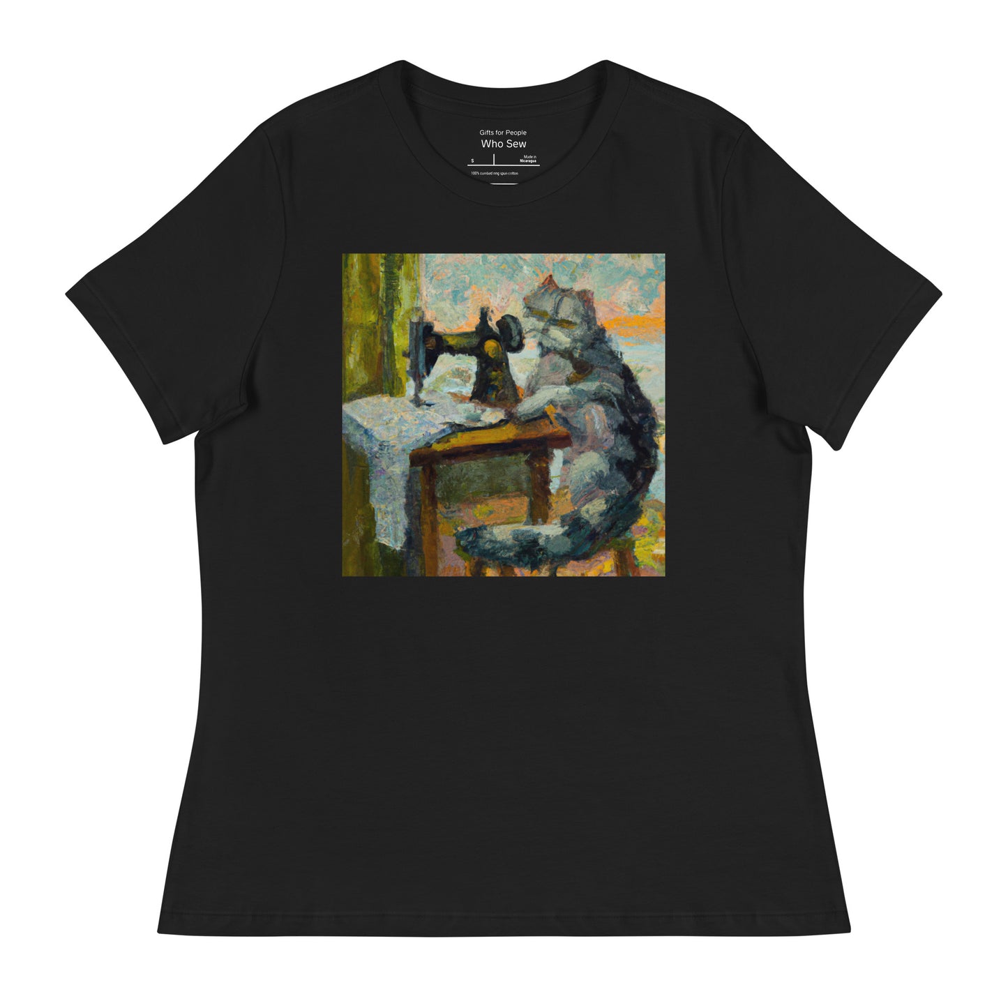 Women's T-shirt with "Sewing Cat" design – The Perfect Gift for People who Love to Sew