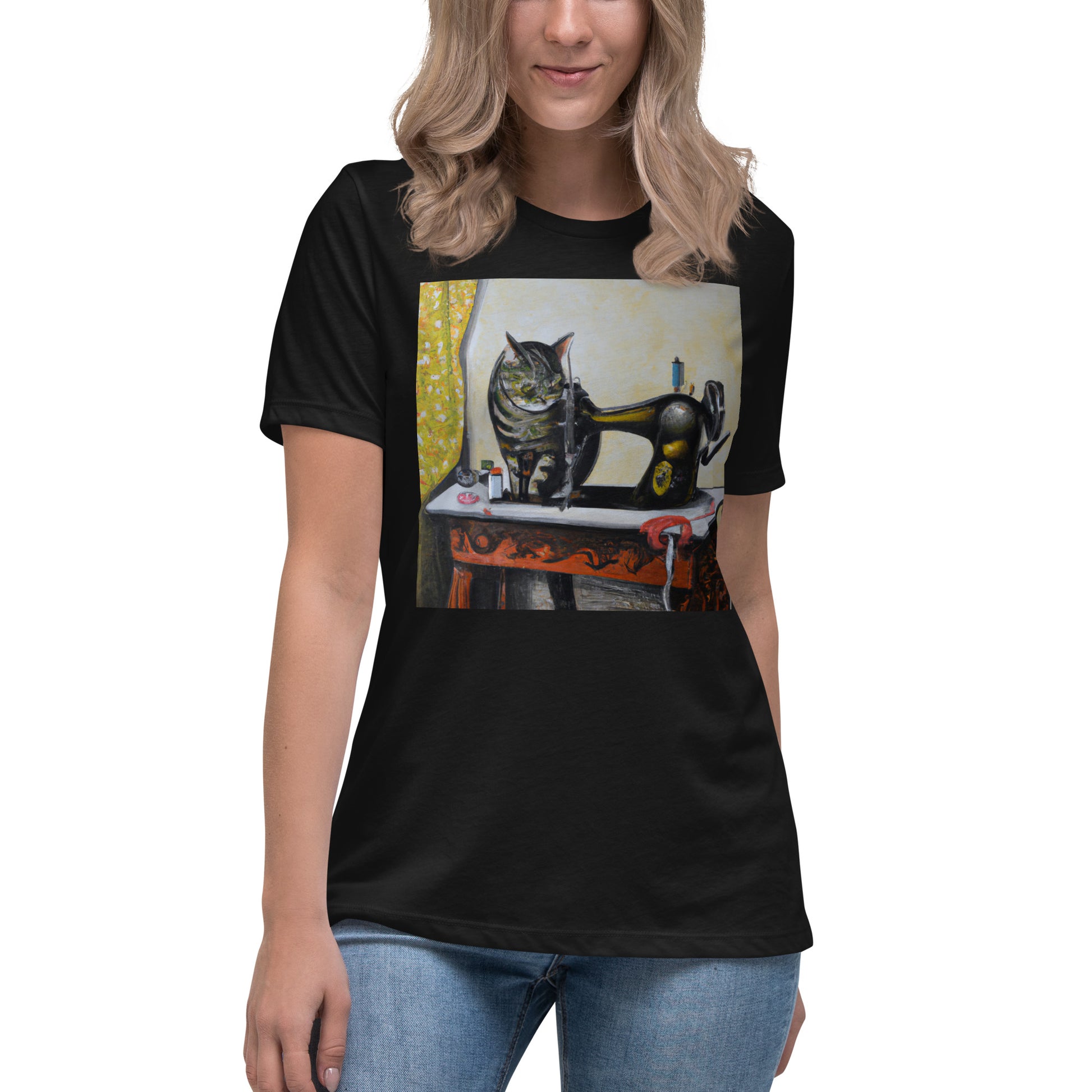 Women's T-shirt with "Sewing Cat" design – The Perfect Gift for People who Love to Sew