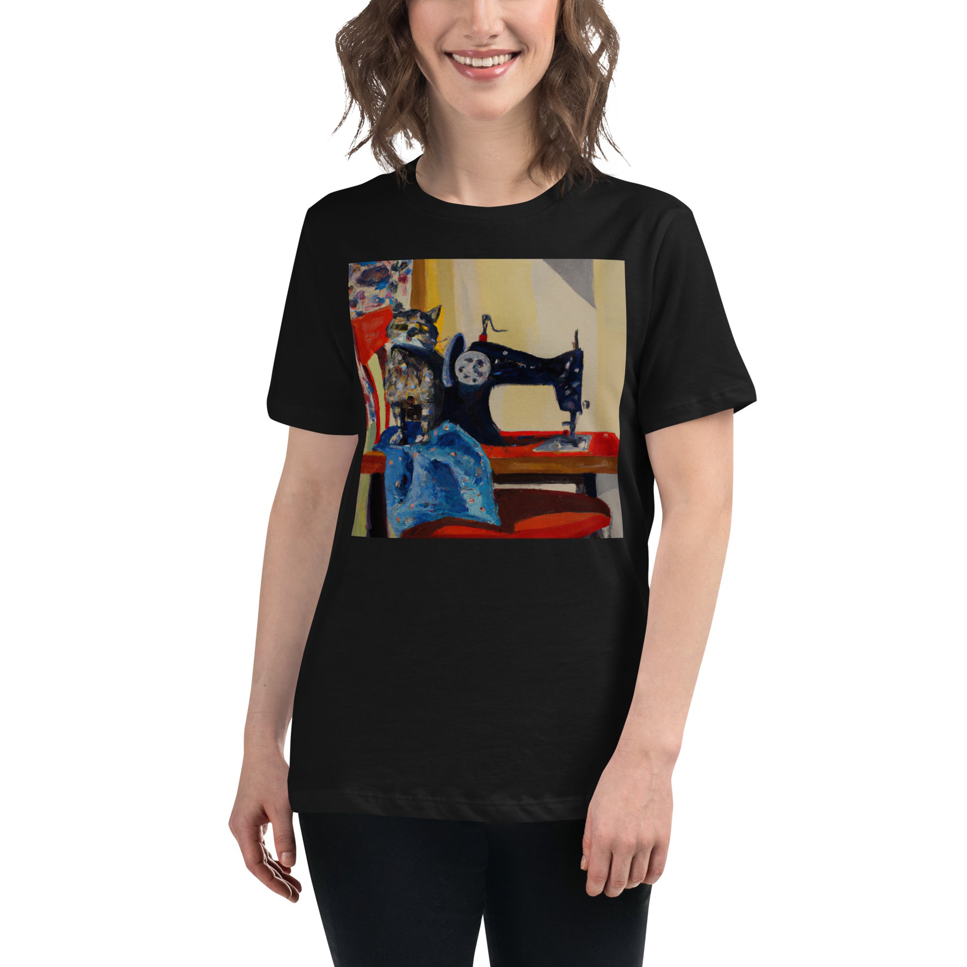 Women's T-shirt with "Sewing Cat" design – The Perfect Gift for People who Love to Sew