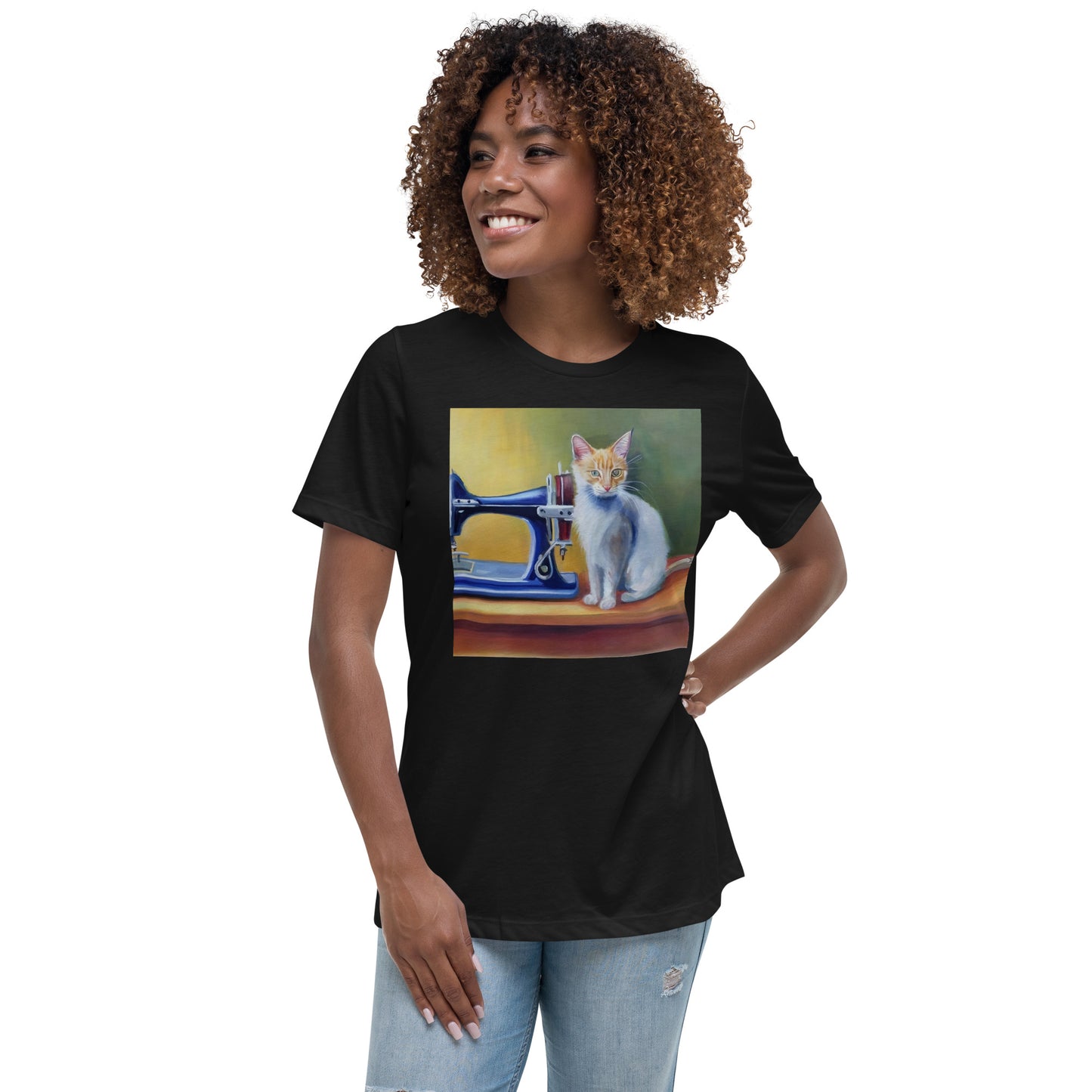 Women's T-shirt with "Sewing Cat" design – The Perfect Gift for People who Love to Sew