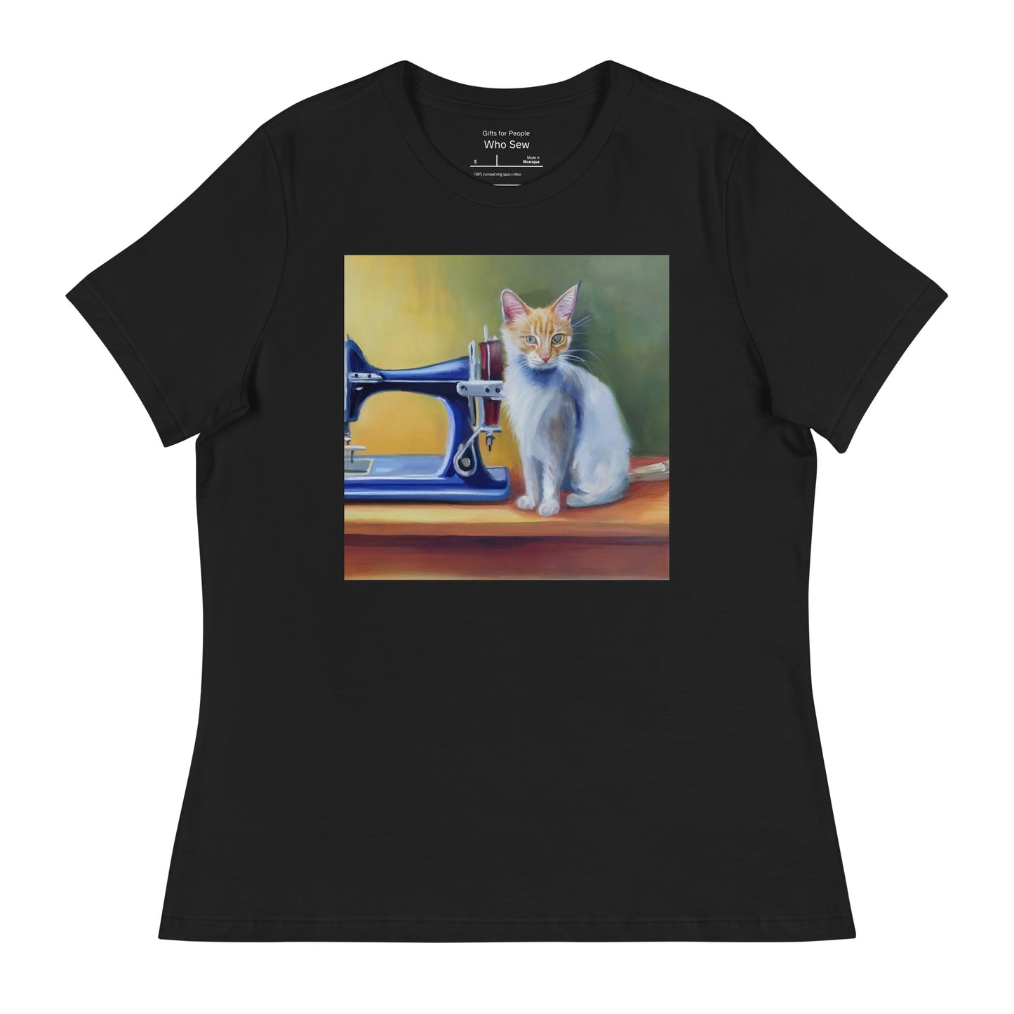 Women's T-shirt with "Sewing Cat" design – The Perfect Gift for People who Love to Sew