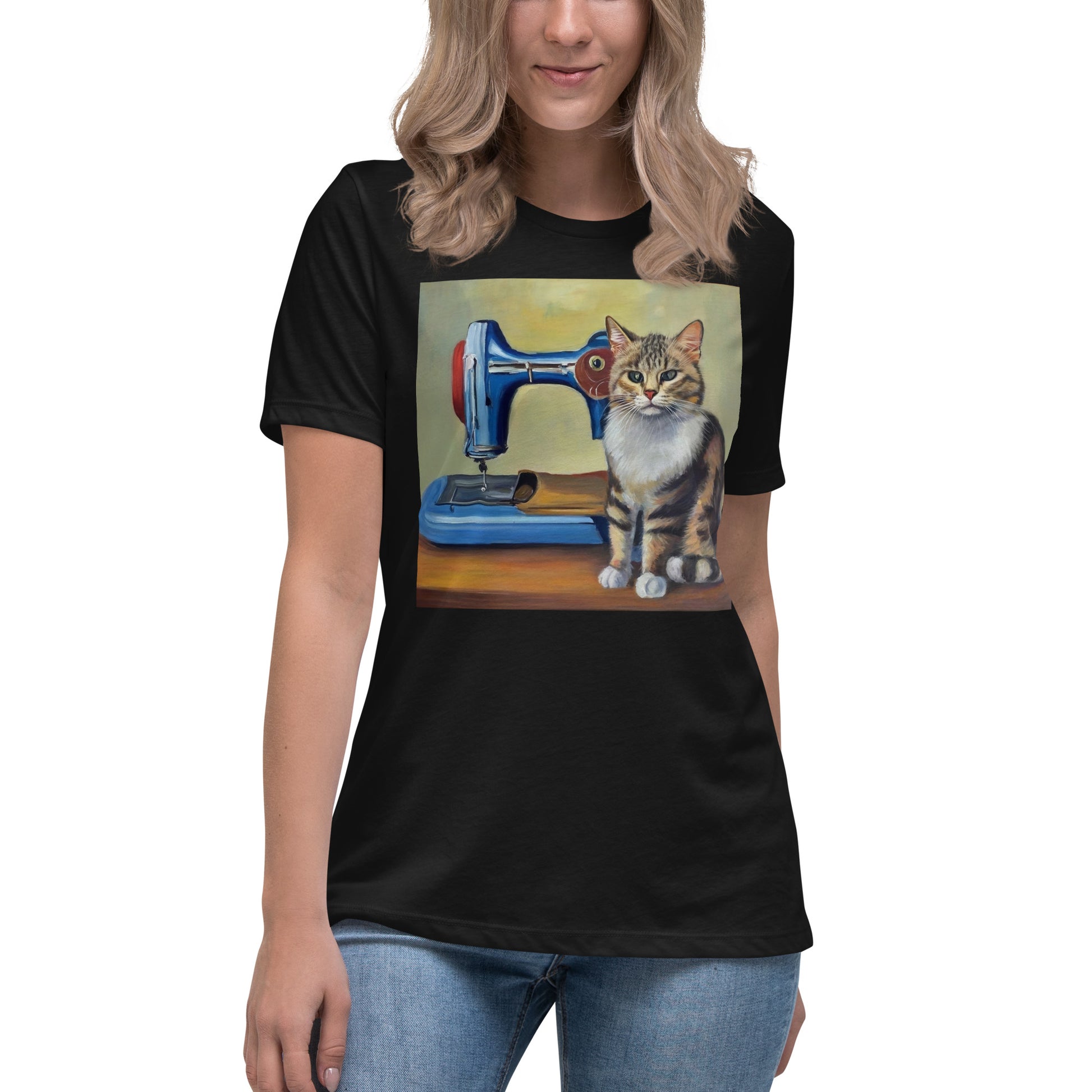 Women's T-shirt with "Sewing Cat" design – The Perfect Gift for People who Love to Sew