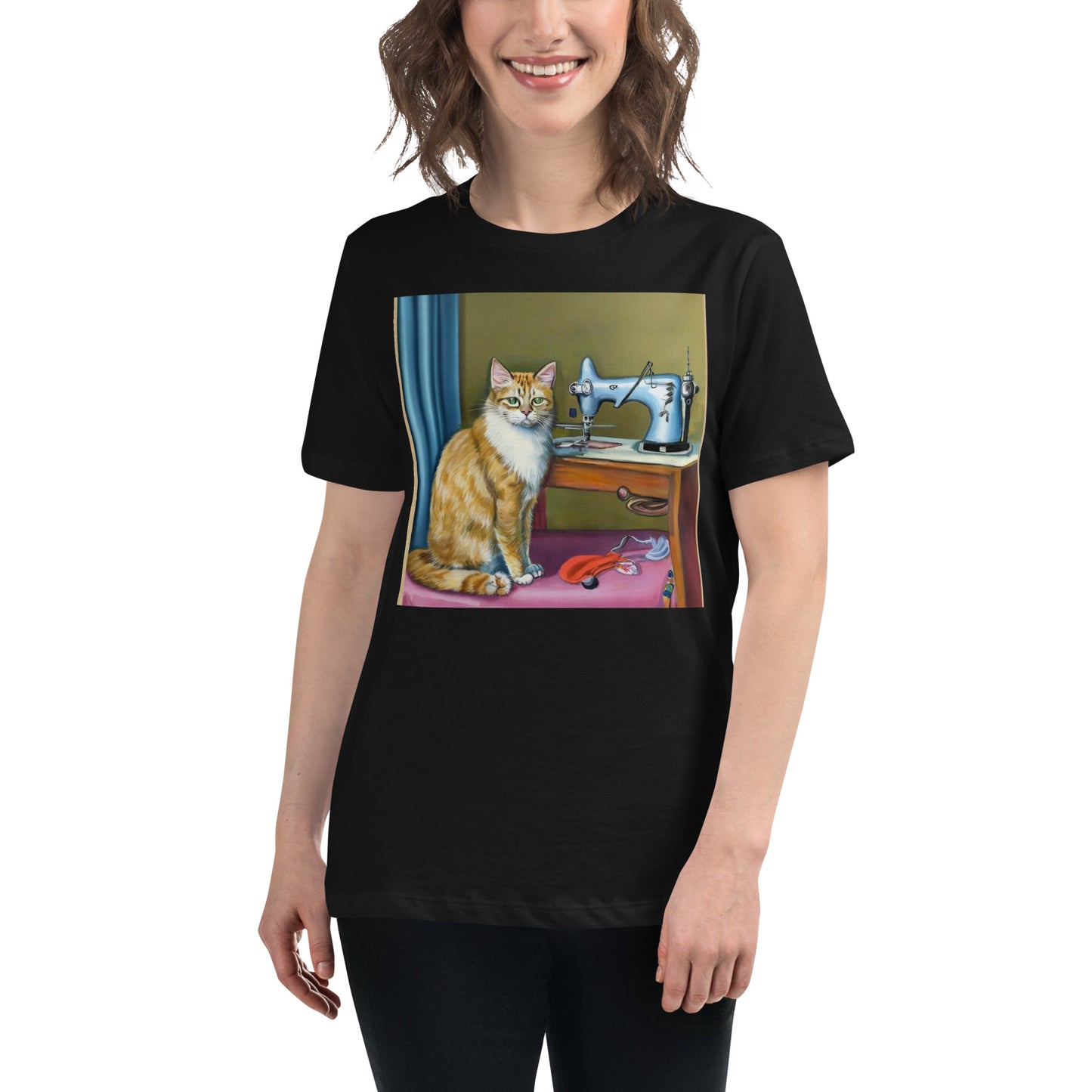 Women's T-shirt with "Sewing Cat" design – The Perfect Gift for People who Love to Sew