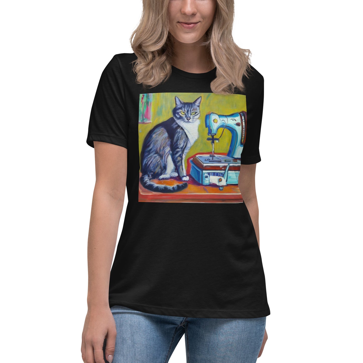 Women's T-shirt with "Sewing Cat" design – The Perfect Gift for People who Love to Sew