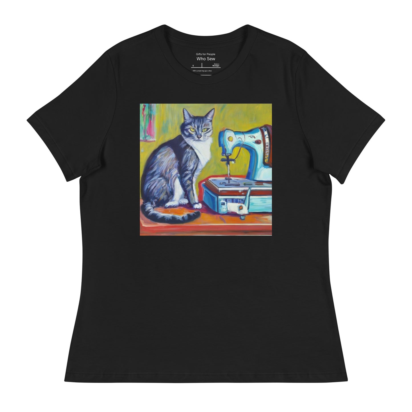 Women's T-shirt with "Sewing Cat" design – The Perfect Gift for People who Love to Sew