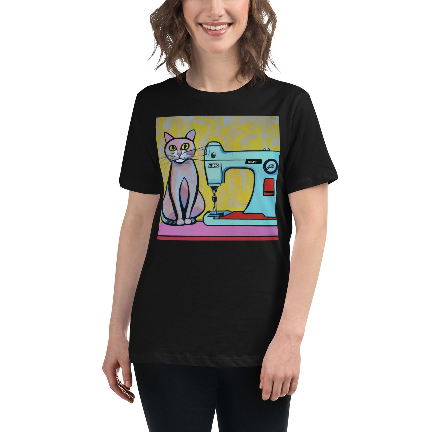 Women's T-shirt with "Sewing Cat" design – The Perfect Gift for People who Love to Sew