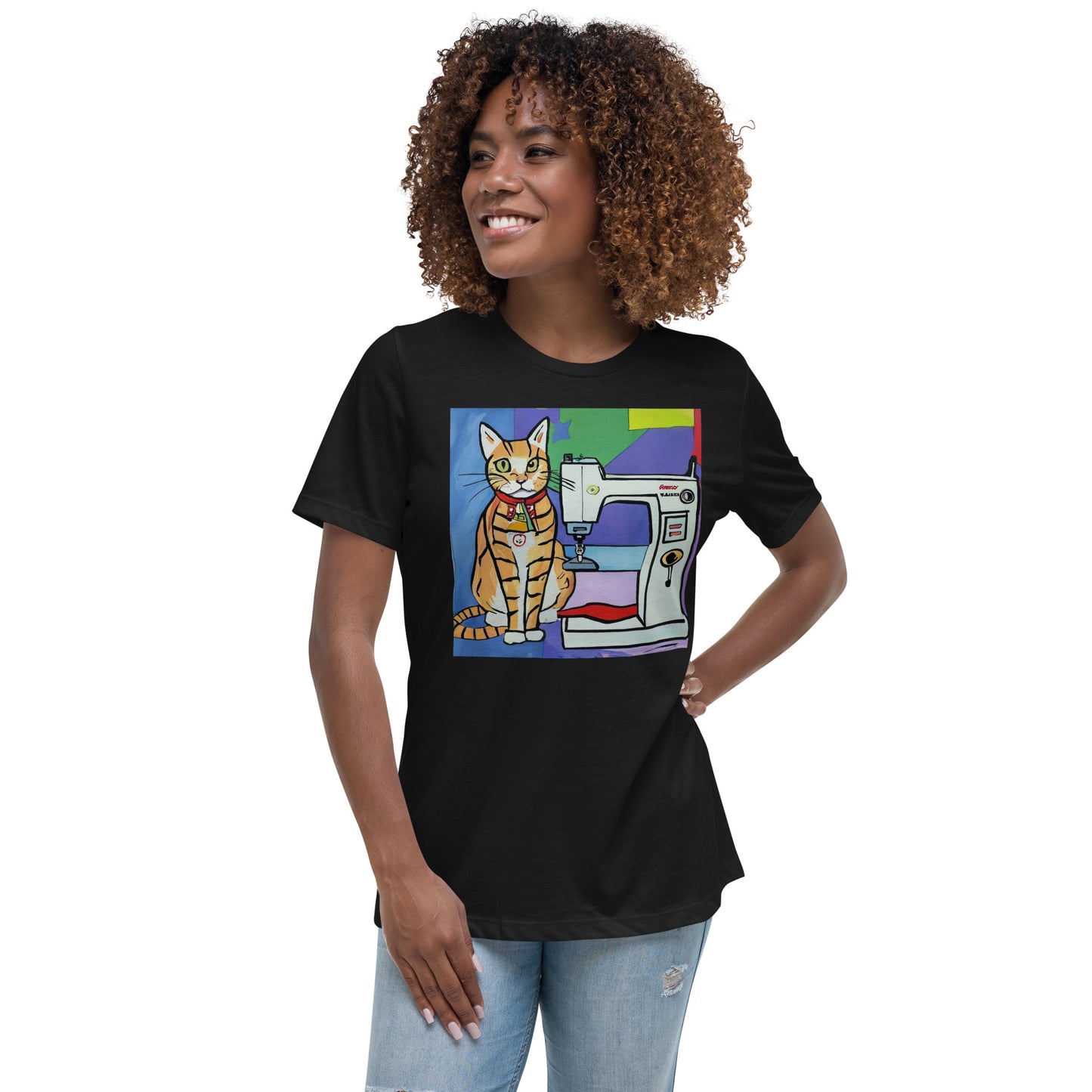 Women's T-shirt with "Sewing Cat" design – The Perfect Gift for People who Love to Sew