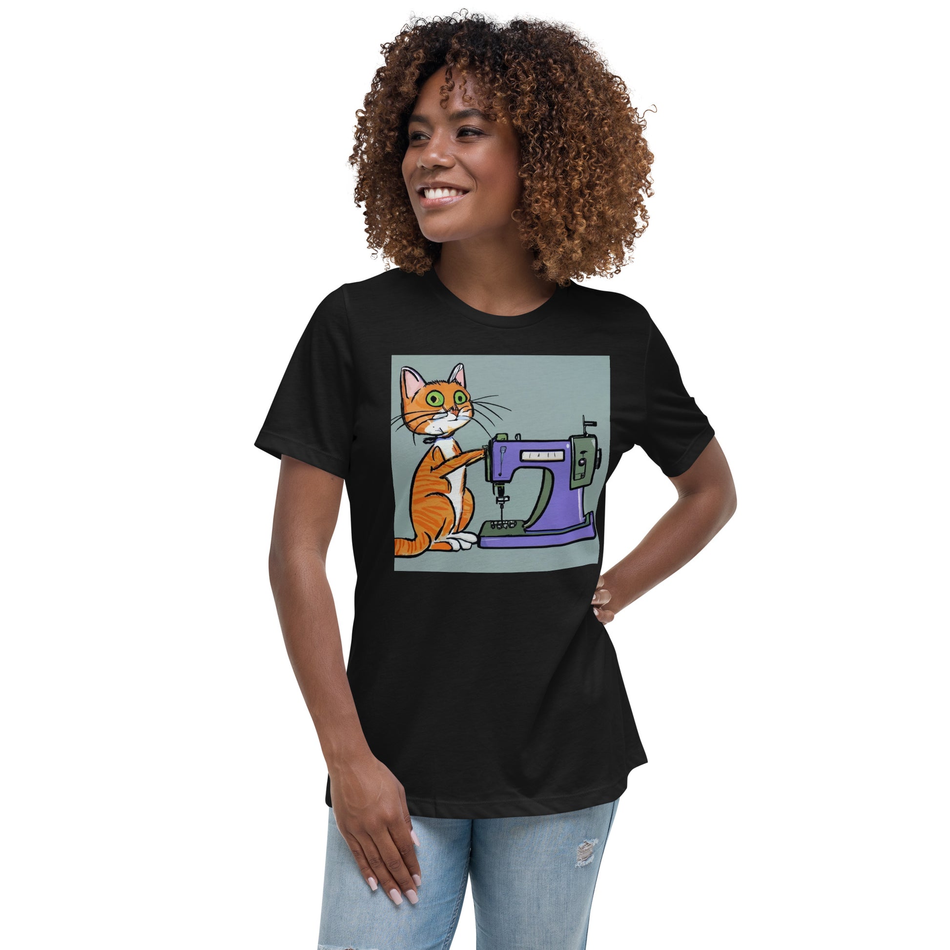 Women's T-shirt with "Sewing Cat" design – The Perfect Gift for People who Love to Sew