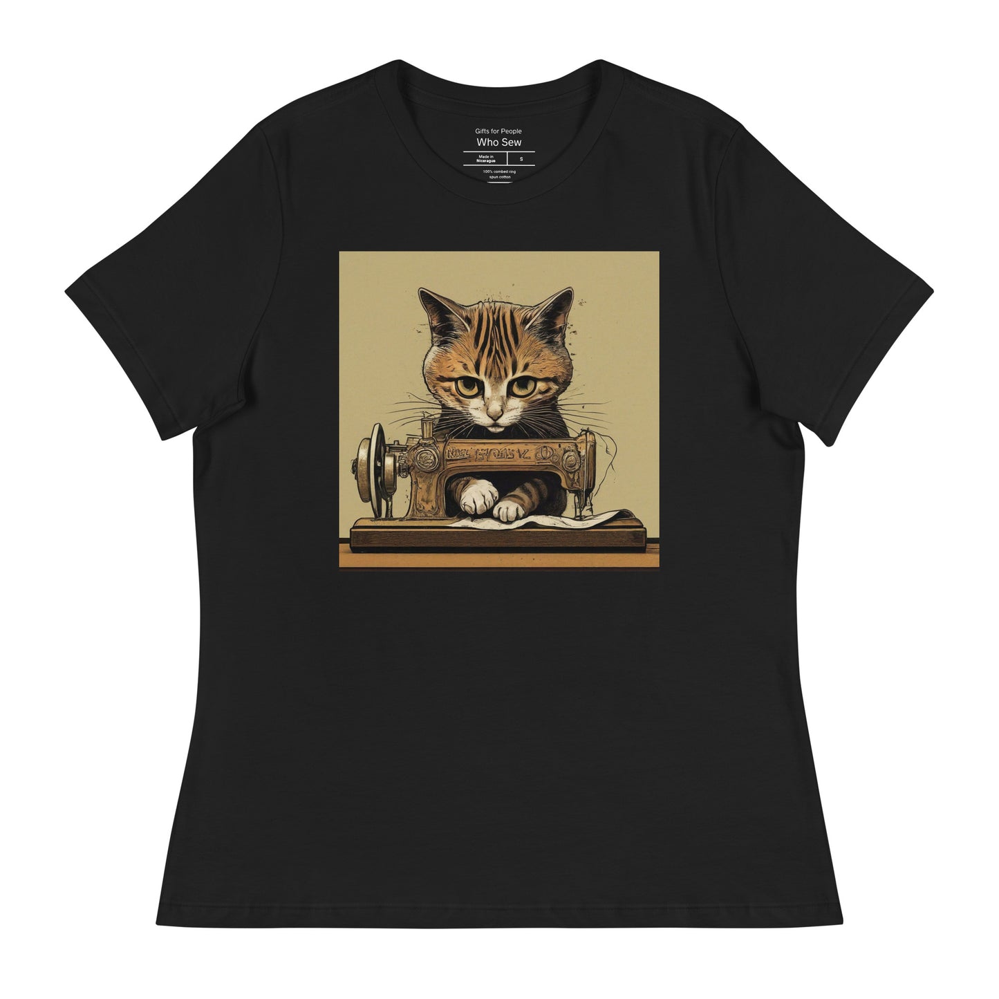 Women's T-shirt with "Sewing Cat" design – The Perfect Gift for People who Love to Sew