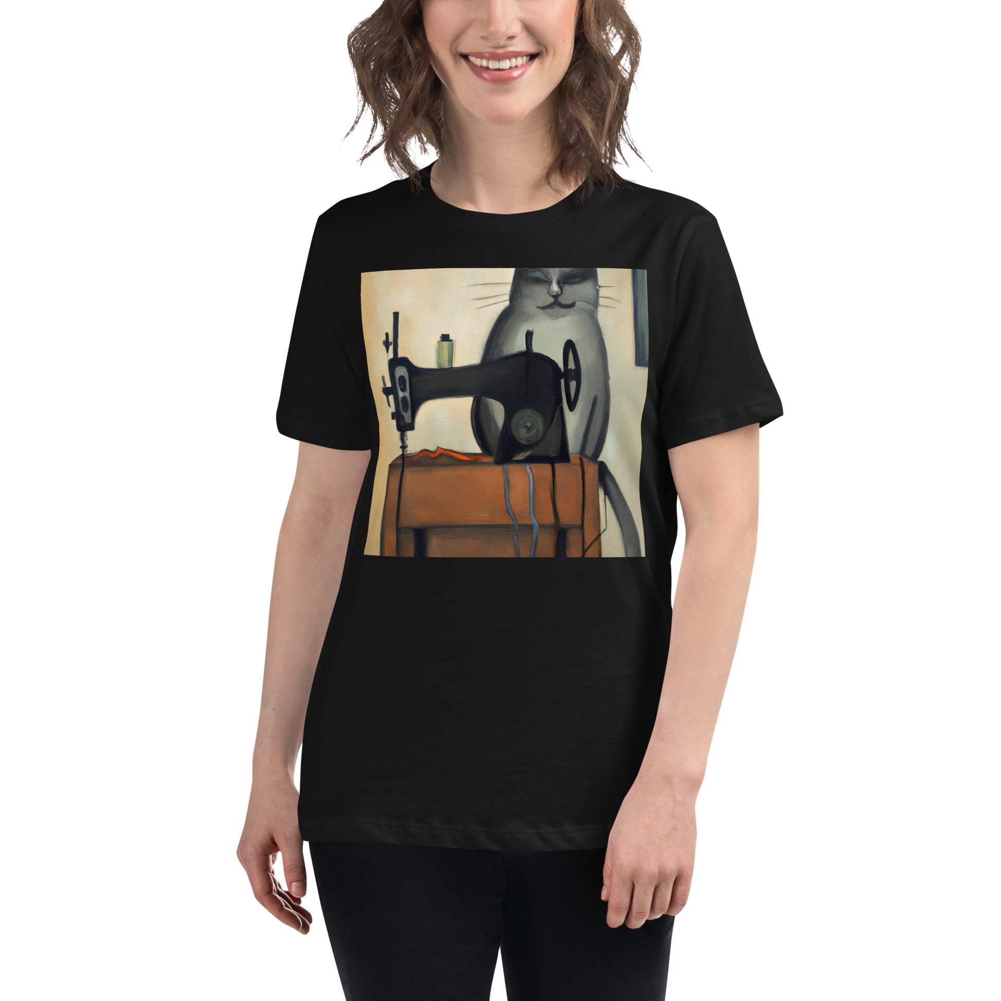 Women's T-shirt with "Sewing Cat" design – The Perfect Gift for People who Love to Sew