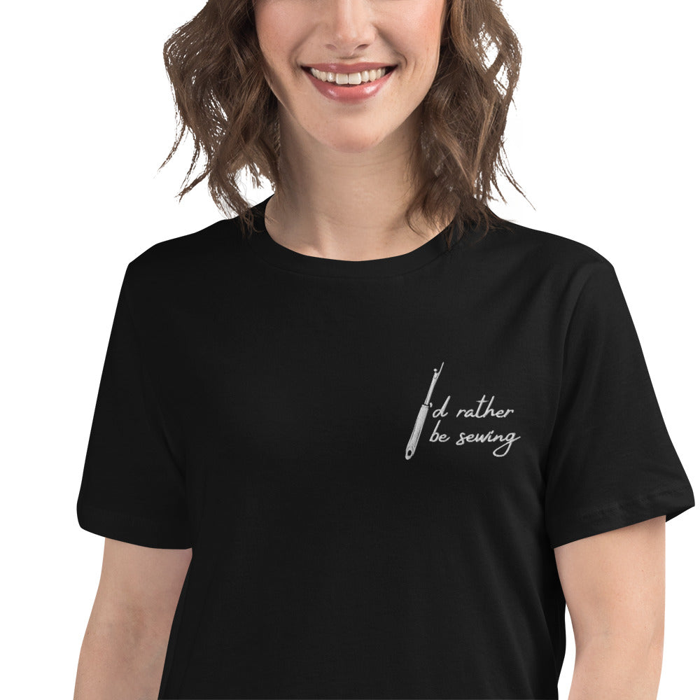 Women's T-shirt with "I'd Rather be Sewing" embroidered design – The Perfect Gift for People who Love to Sew