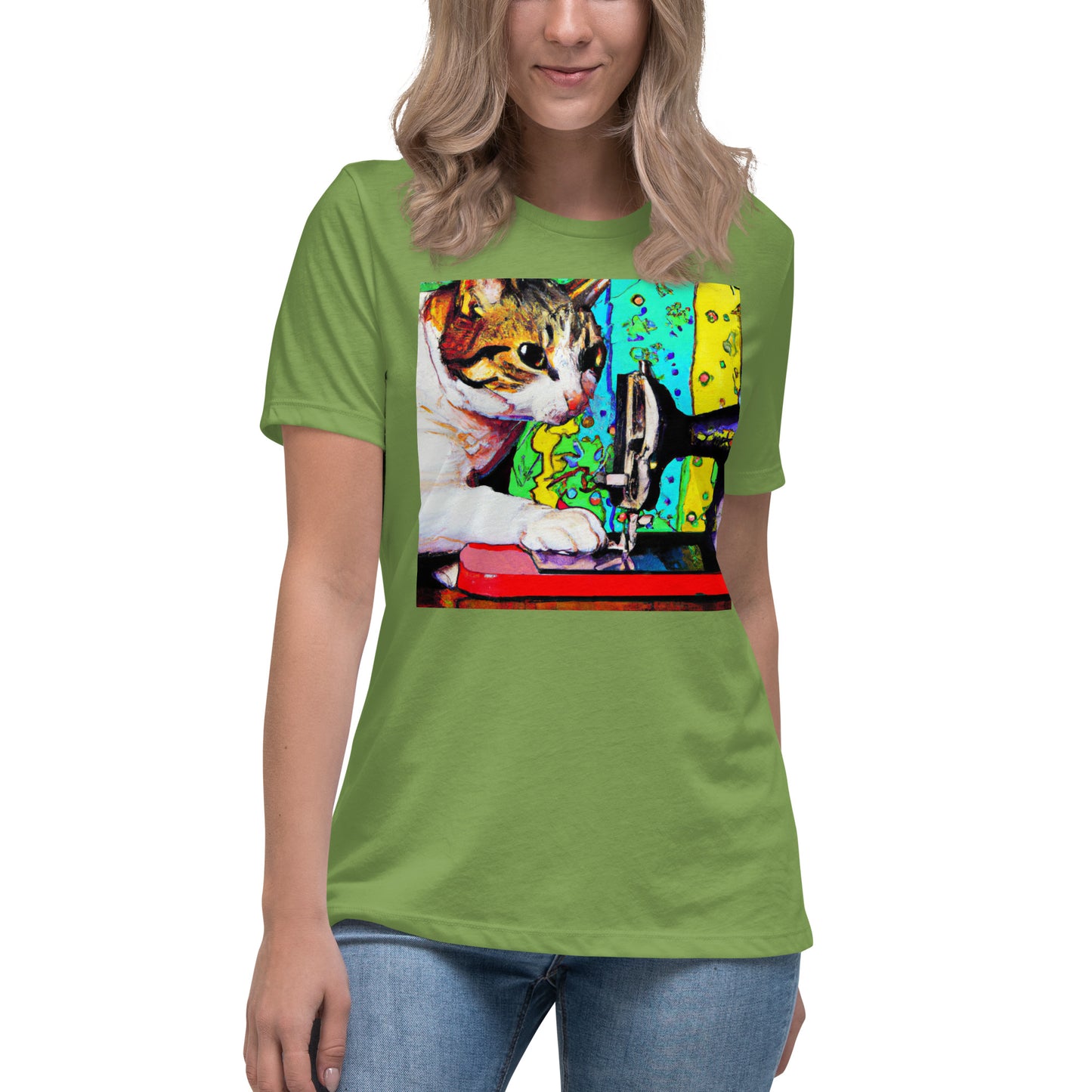 Women's T-shirt with "Sewing Cat" design – The Perfect Gift for People who Love to Sew