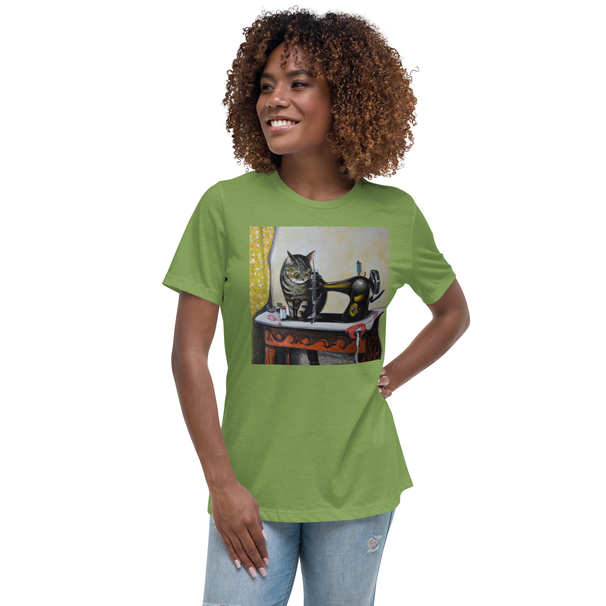 Women's T-shirt with "Sewing Cat" design – The Perfect Gift for People who Love to Sew