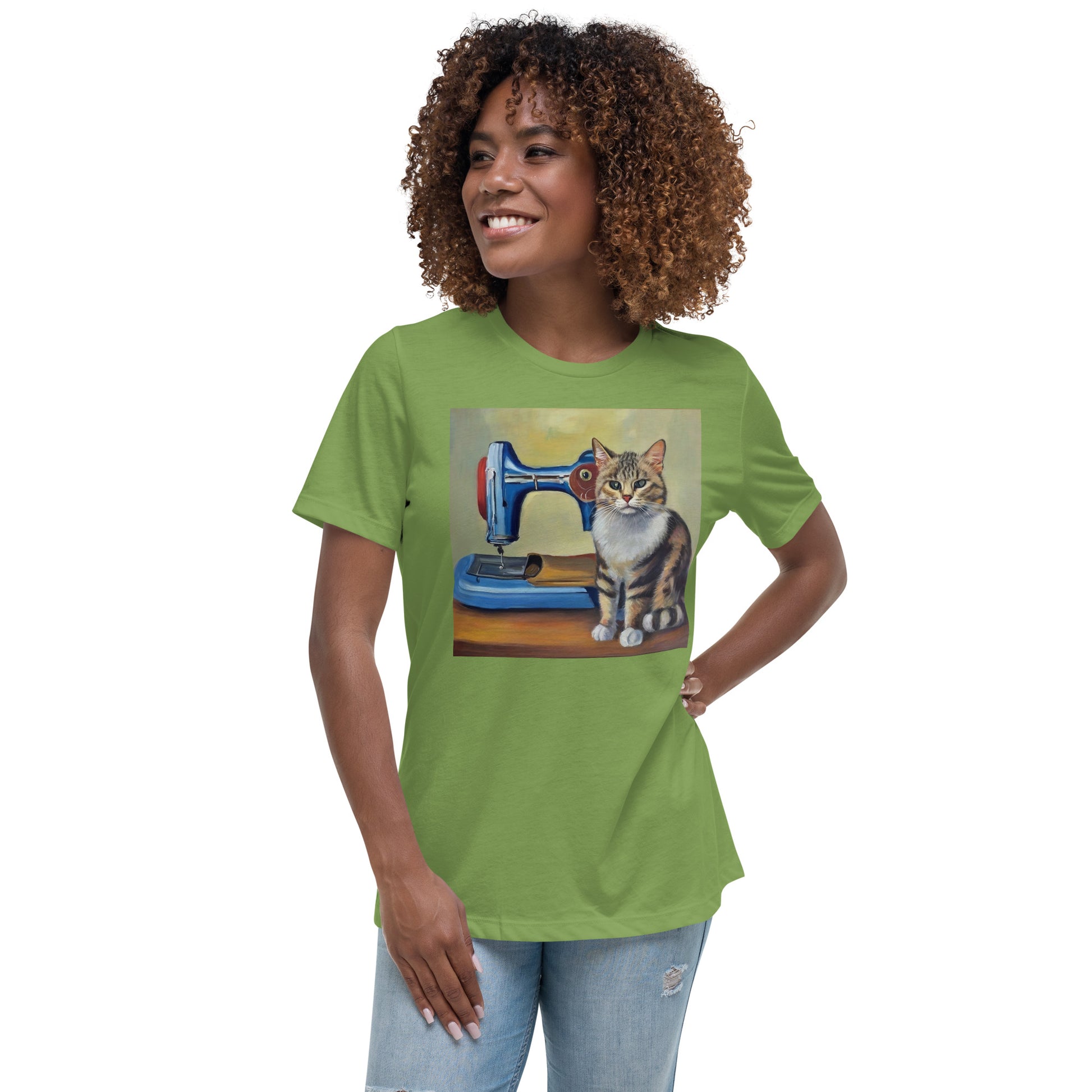 Women's T-shirt with "Sewing Cat" design – The Perfect Gift for People who Love to Sew