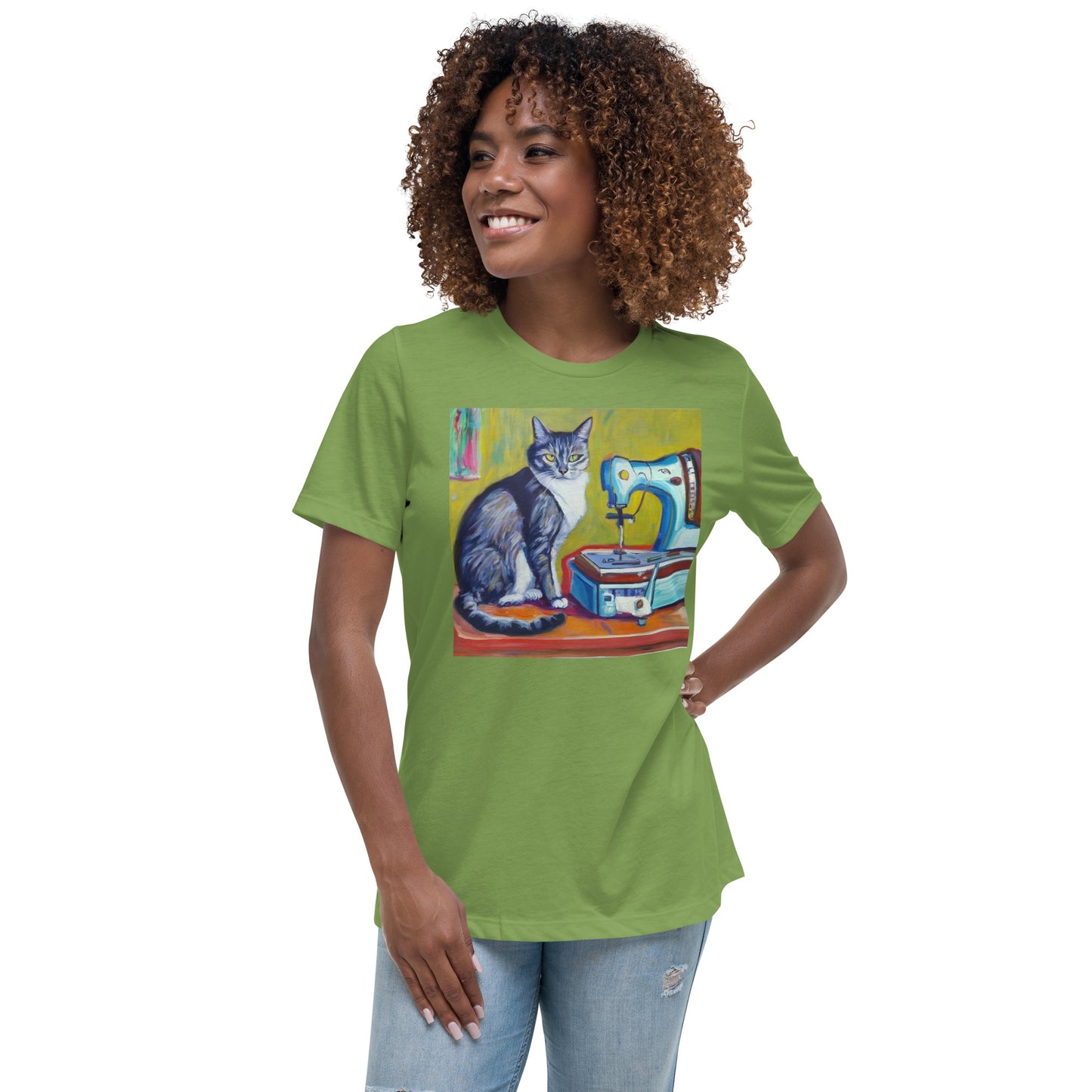 Women's T-shirt with "Sewing Cat" design – The Perfect Gift for People who Love to Sew