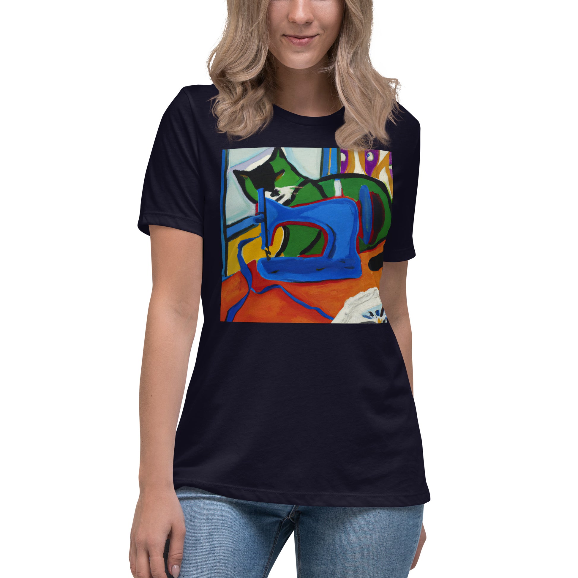 Women's T-shirt with "Sewing Cat" design – The Perfect Gift for People who Love to Sew